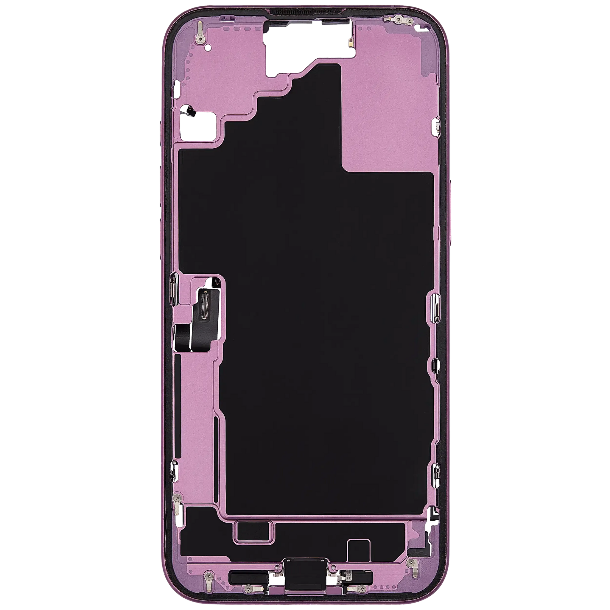 Mid-Frame Housing W/ Charging Port Flex & Small Parts For iPhone 16 Plus (US Version) (Pull) (Pink)
