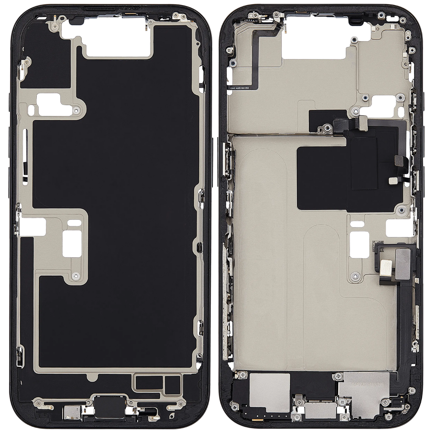 Mid-Frame Housing W/ Charging Port Flex & Small Parts For iPhone 16 Pro (EU / Global Version) (Pull) (Black Titanium)