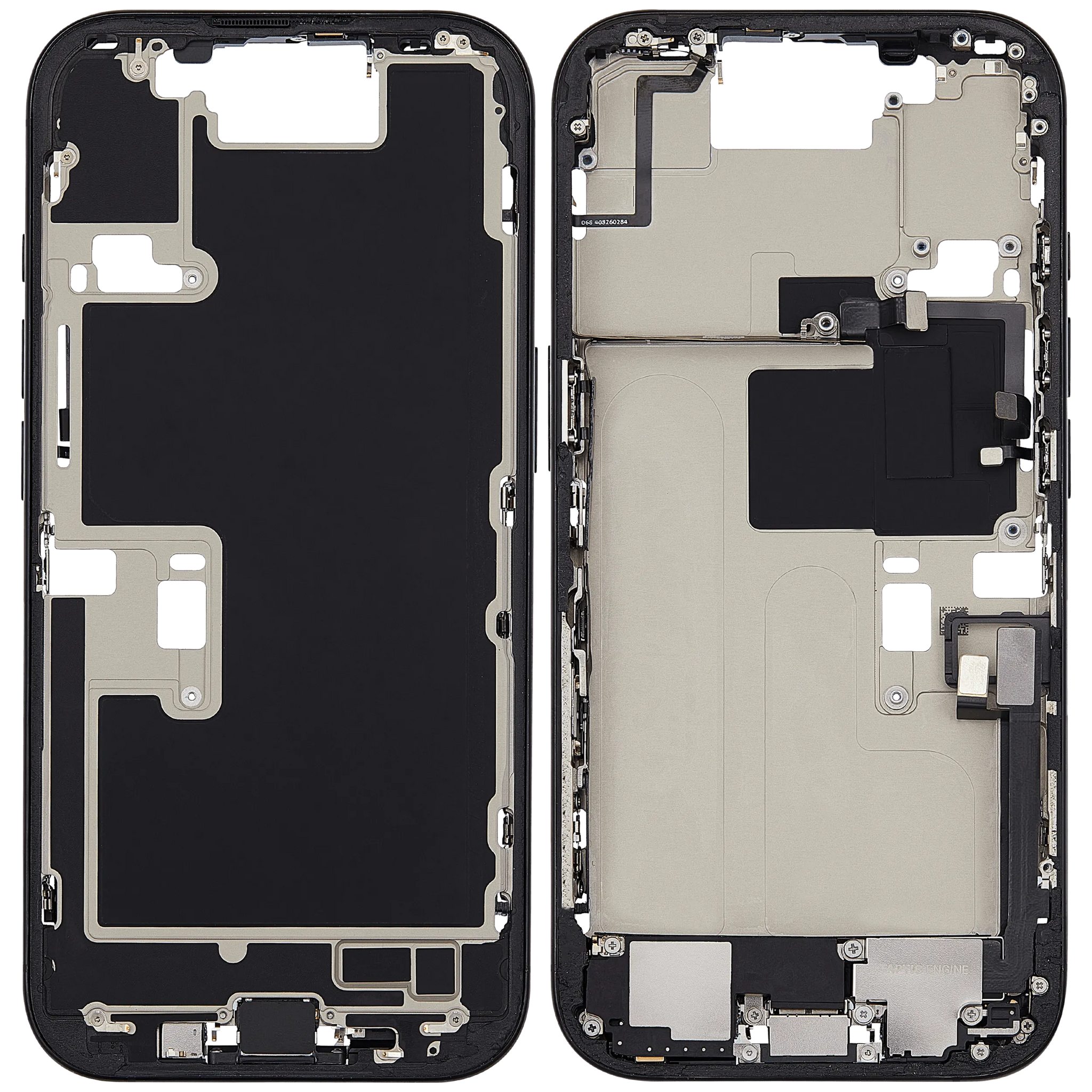 Mid-Frame Housing W/ Charging Port Flex & Small Parts For iPhone 16 Pro (EU / Global Version) (Pull) (Black Titanium)