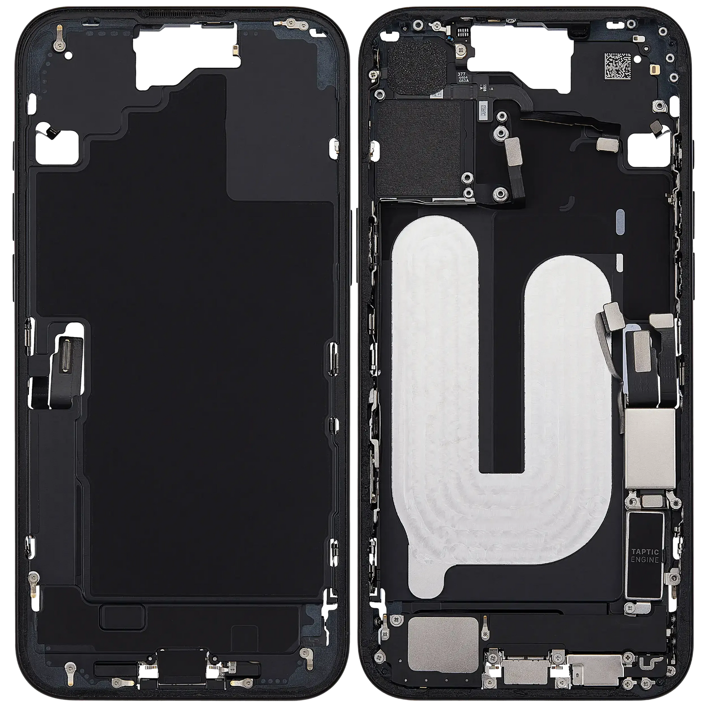Mid-Frame Housing W/ Charging Port Flex & Small Parts For iPhone 16 Plus (US Version) (Pull) (Black)