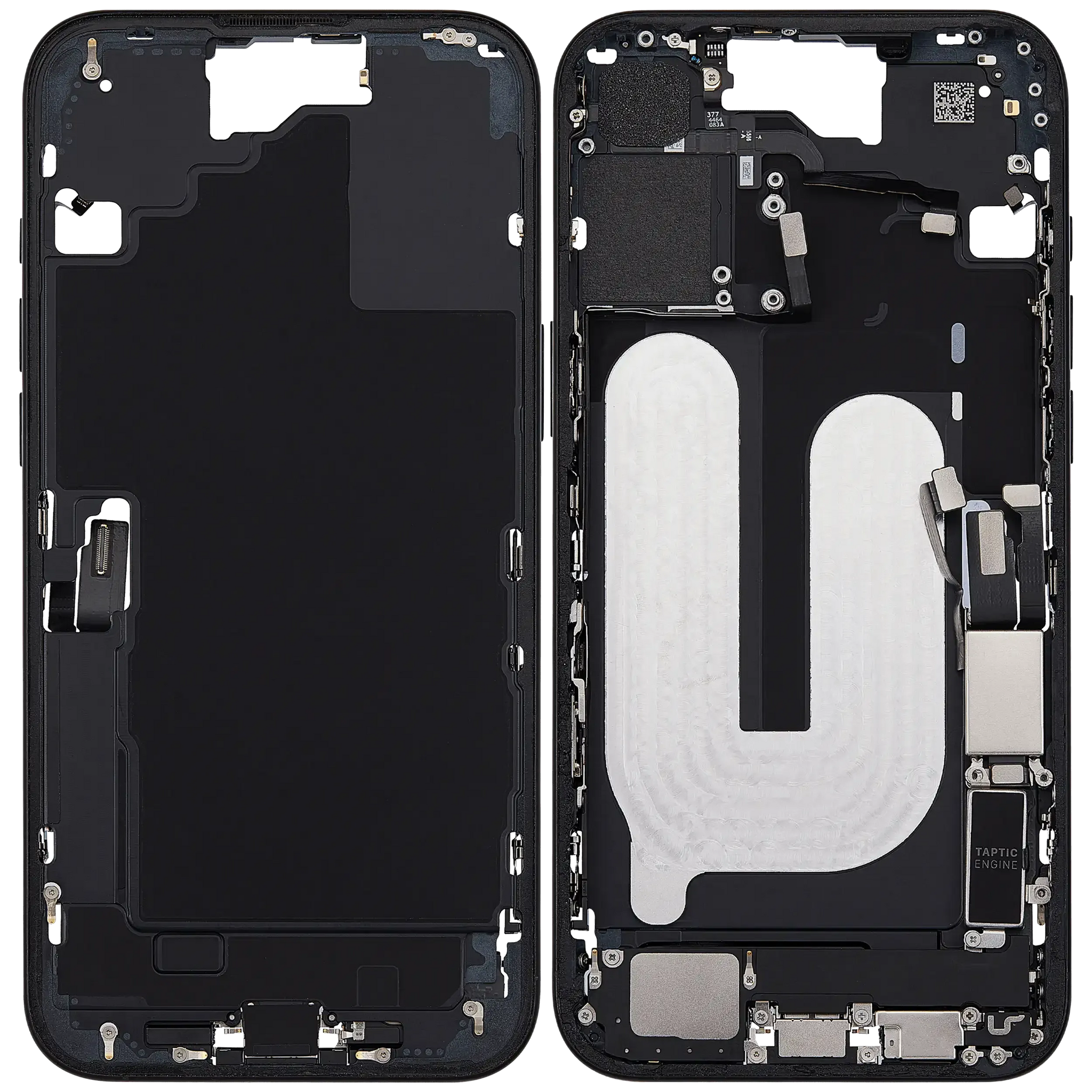 Mid-Frame Housing W/ Charging Port Flex & Small Parts For iPhone 16 Plus (US Version) (Pull) (Black)