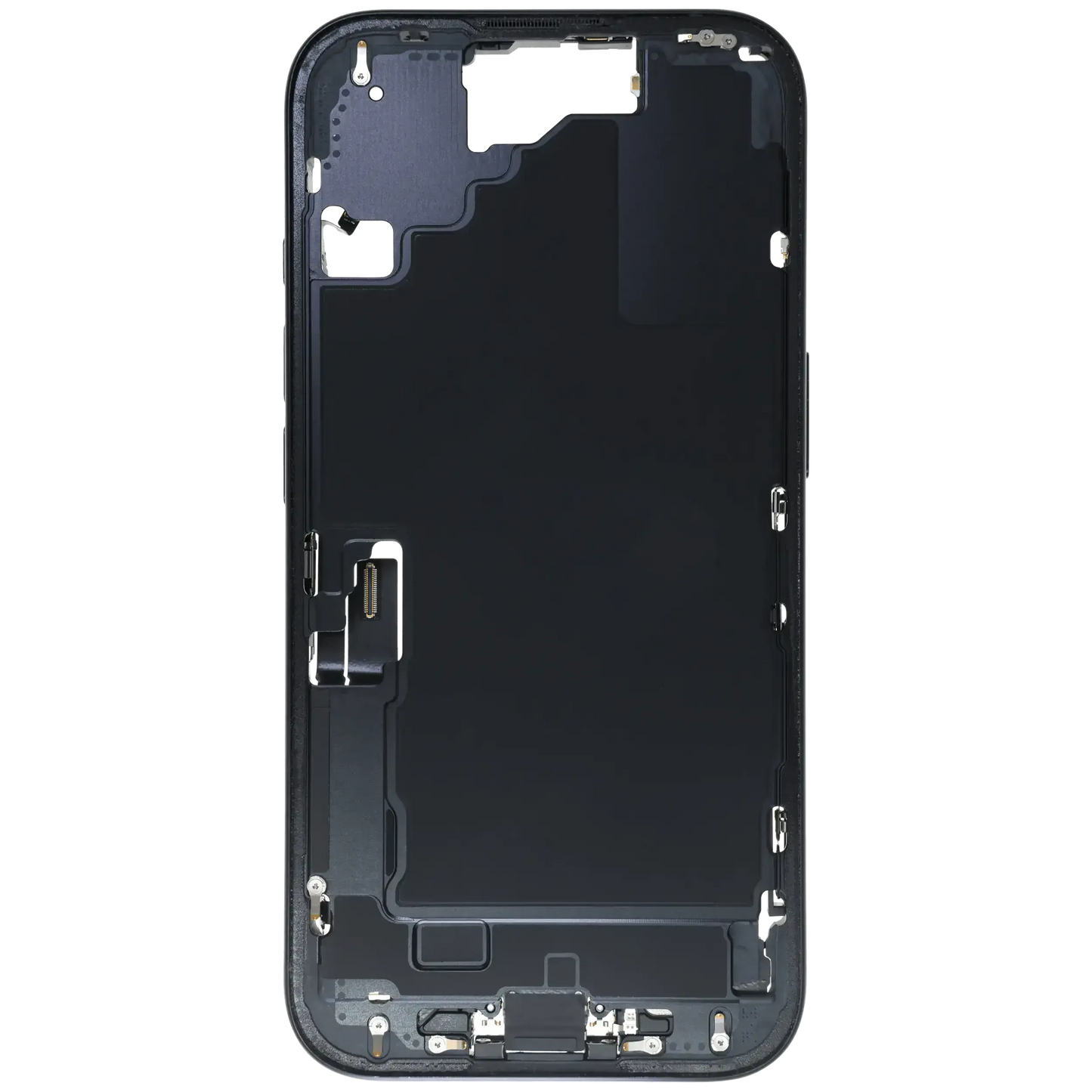 Mid-Frame Housing W/ Charging Port Flex & Small Parts For iPhone 16 (EU / Global Version) (Pull) (Black)