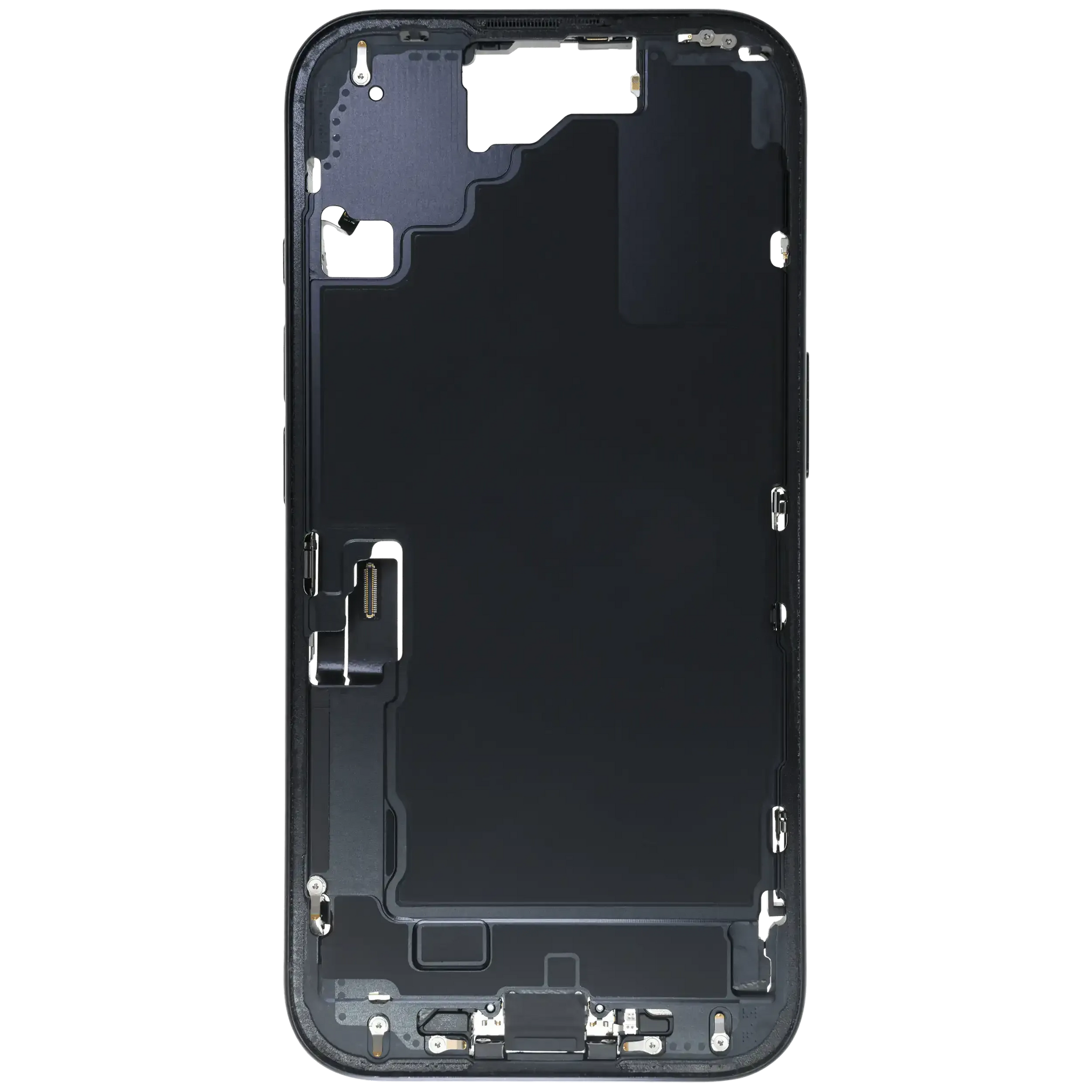 Mid-Frame Housing W/ Charging Port Flex & Small Parts For iPhone 16 (EU / Global Version) (Pull) (Black)