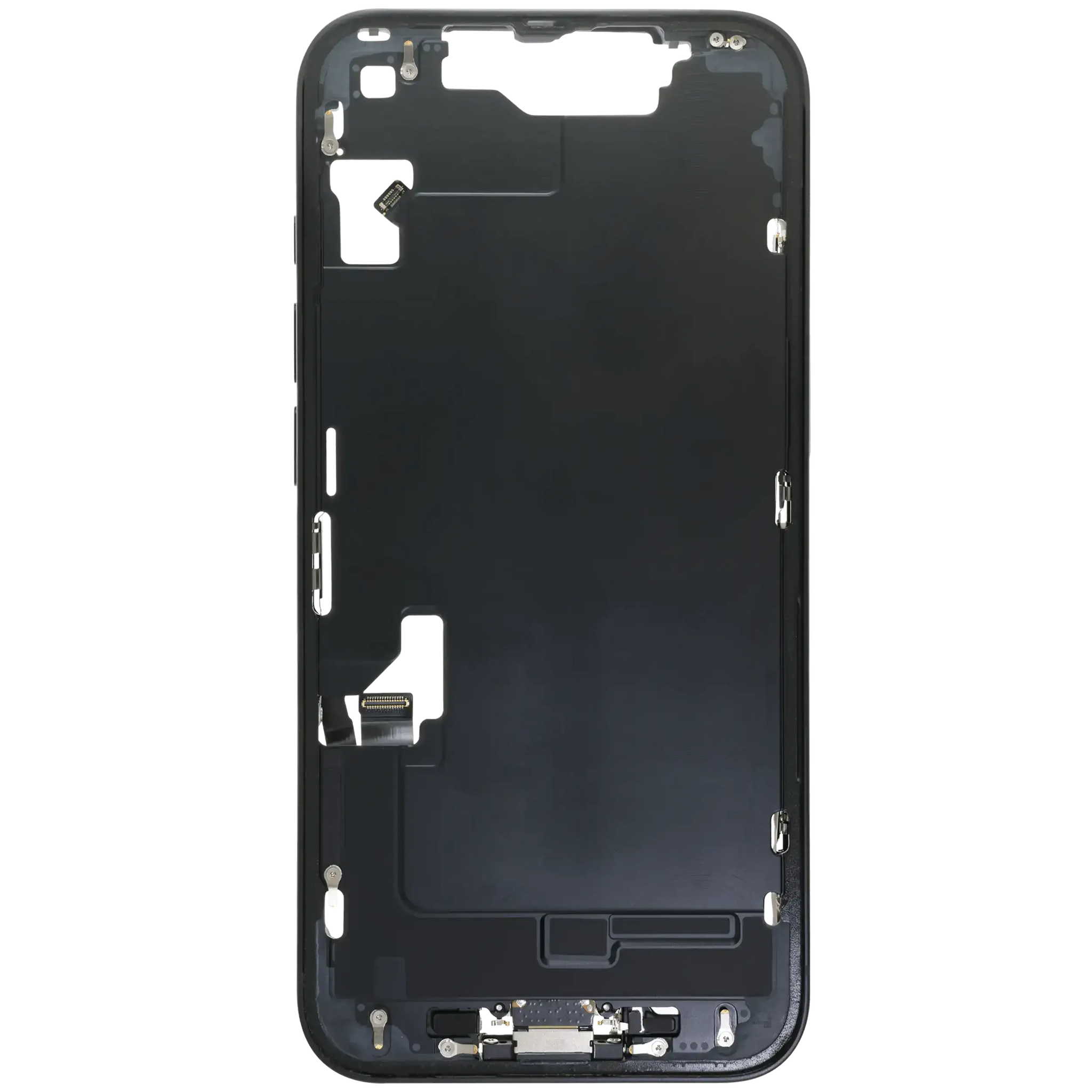 Mid-Frame Housing W/ Charging Port Flex & Small Parts For iPhone 16e (US Version) (Pull) (Black)