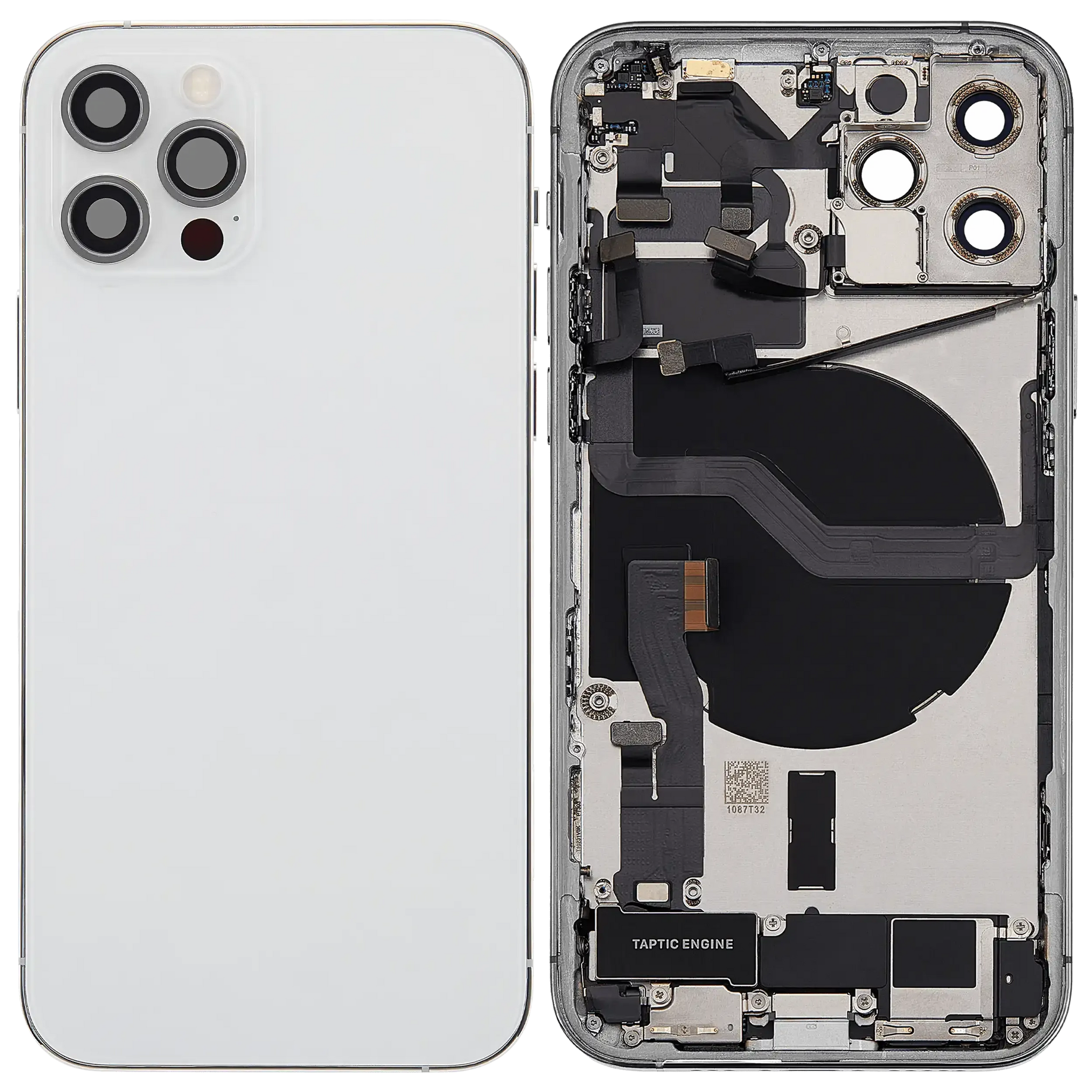 Back Housing W/ Charging Port Flex & Small Parts For iPhone 12 Pro (EU / Global Version) (Used OEM) (Pull) (Silver)