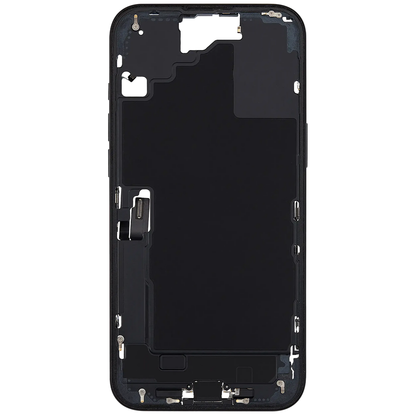 Mid-Frame Housing W/ Charging Port Flex & Small Parts For iPhone 16 Plus (US Version) (Pull) (Black)