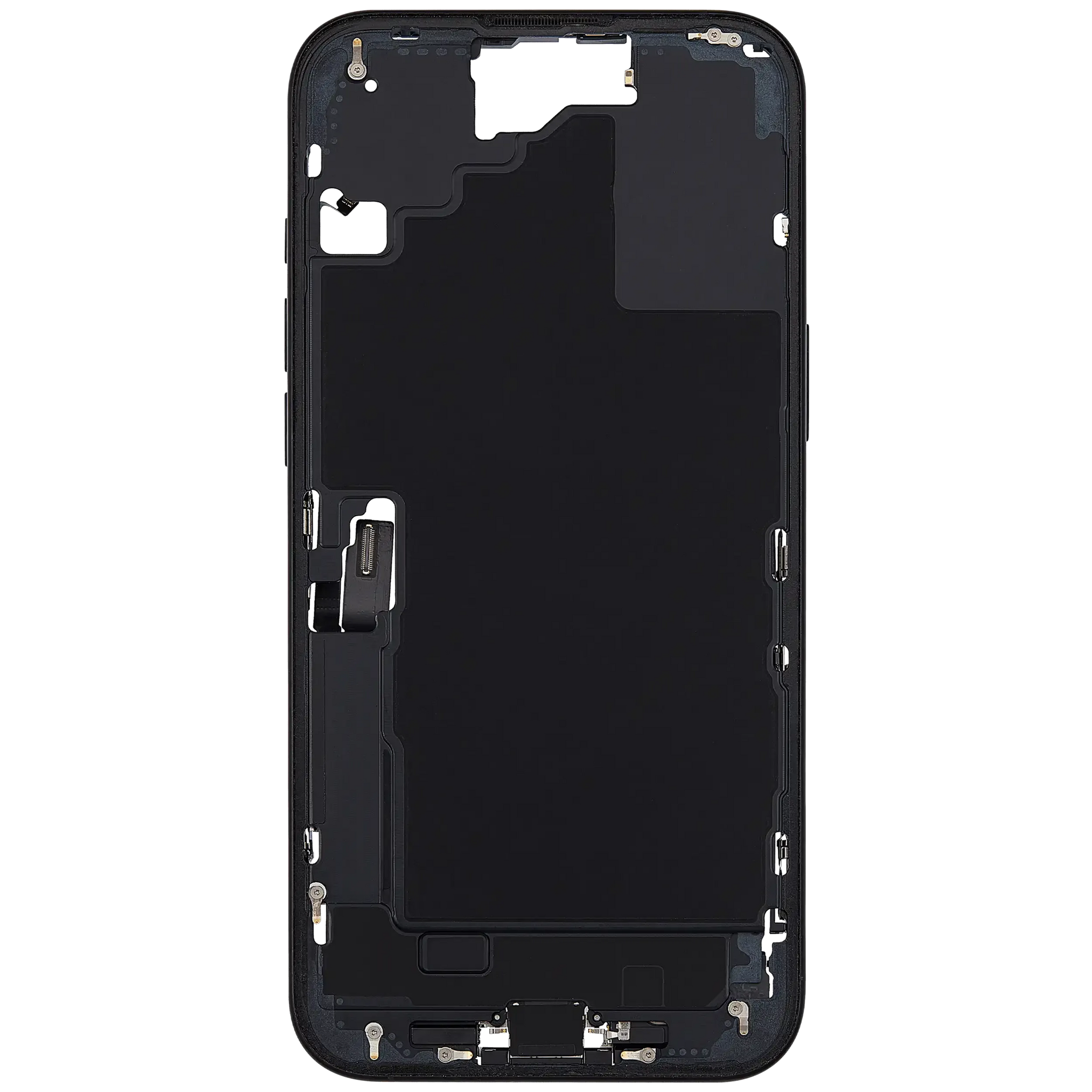 Mid-Frame Housing W/ Charging Port Flex & Small Parts For iPhone 16 Plus (US Version) (Pull) (Black)