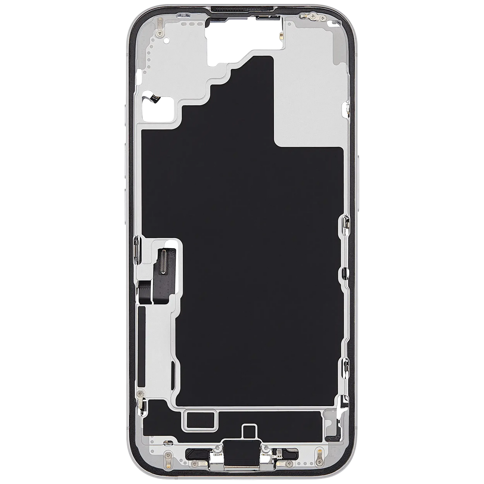 Mid-Frame Housing W/ Charging Port Flex & Small Parts For iPhone 16 (EU / Global Version) (Pull) (White)