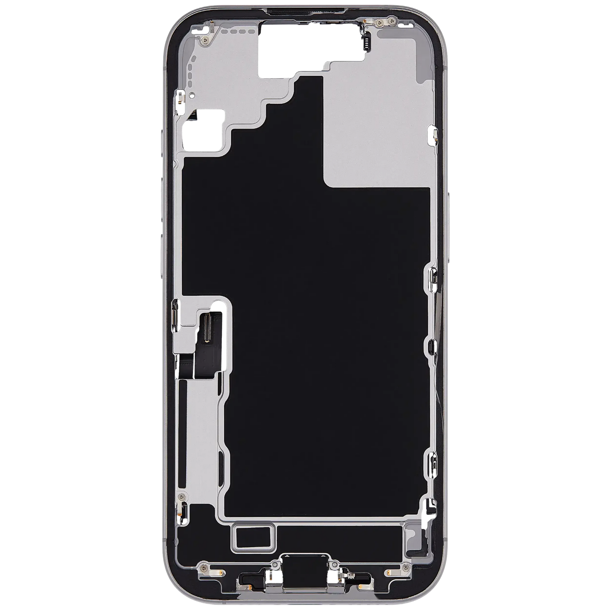 Mid-Frame Housing W/ Charging Port Flex & Small Parts For iPhone 17 (US Version) (Pull) (White)