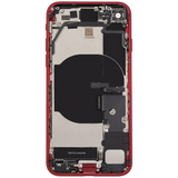 Back Housing W/ Charging Port Flex and Small Components Pre-Installed For iPhone SE (2022) (Used OEM) (Pull) (Red)