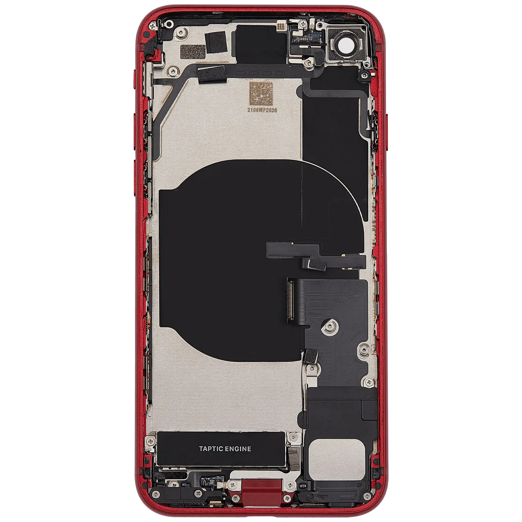 Back Housing W/ Charging Port Flex and Small Components Pre-Installed For iPhone SE (2022) (Used OEM) (Pull) (Red)