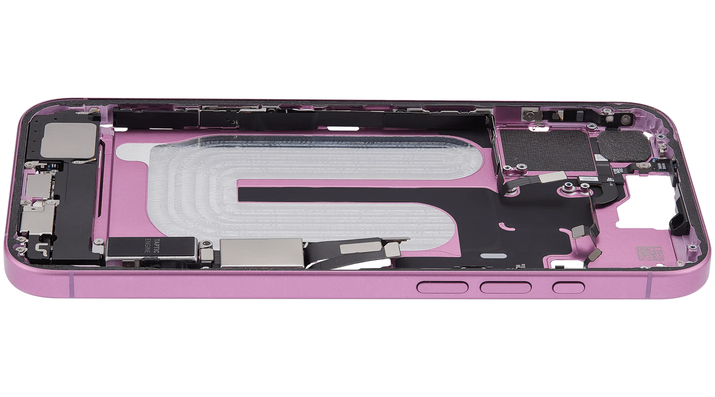 Mid-Frame Housing W/ Charging Port Flex & Small Parts For iPhone 16 Plus (US Version) (Pull) (Pink)
