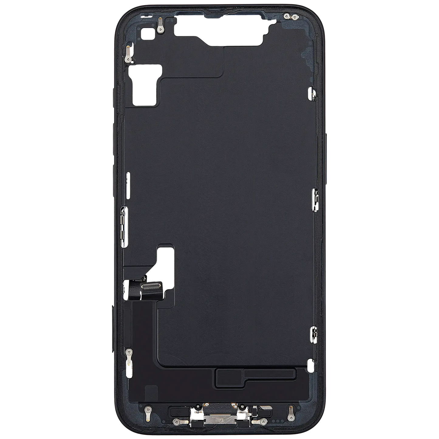 Mid-Frame Housing W/ Charging Port Flex & Small Parts For iPhone 16e (EU / Global Version) (Pull) (Black)