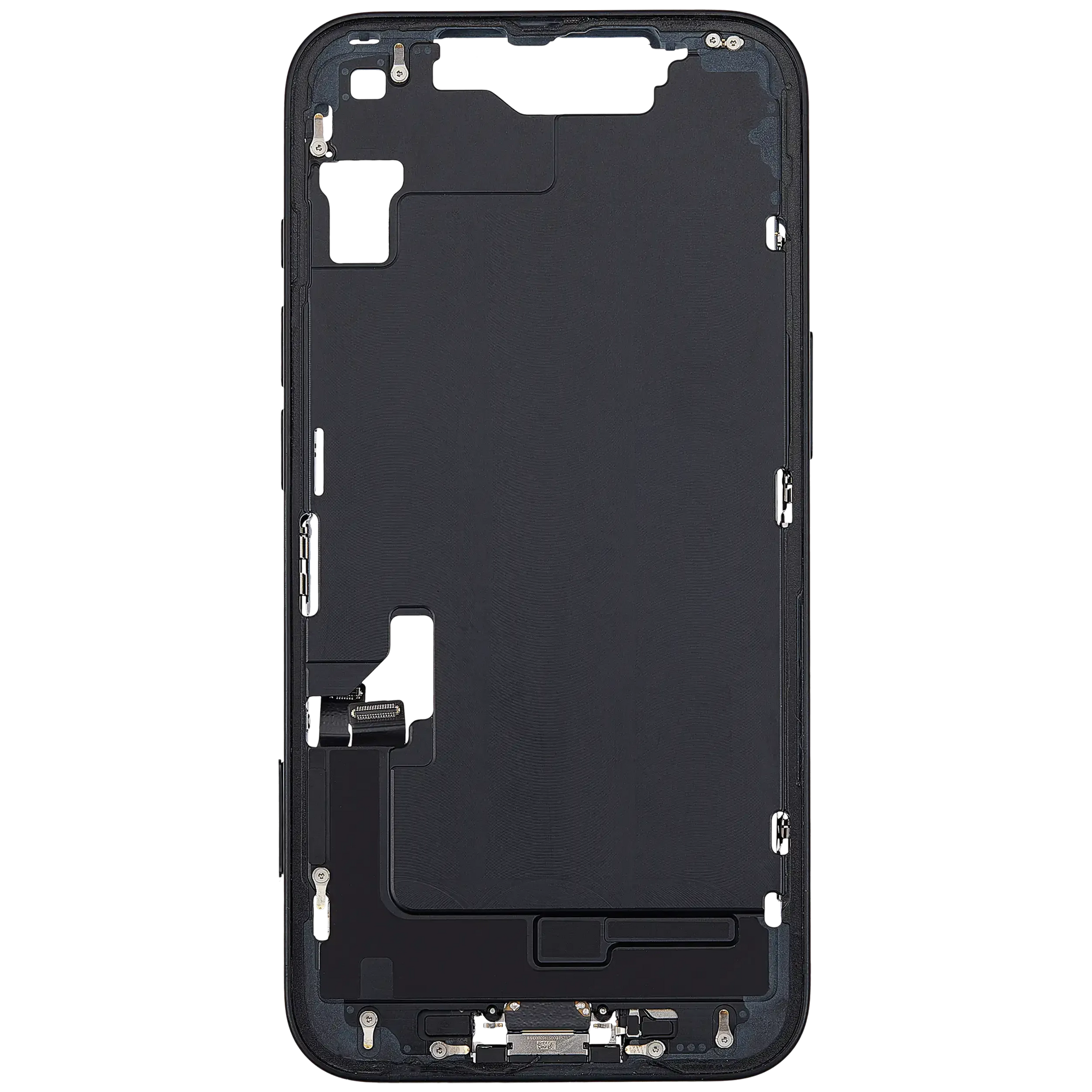 Mid-Frame Housing W/ Charging Port Flex & Small Parts For iPhone 16e (EU / Global Version) (Pull) (Black)