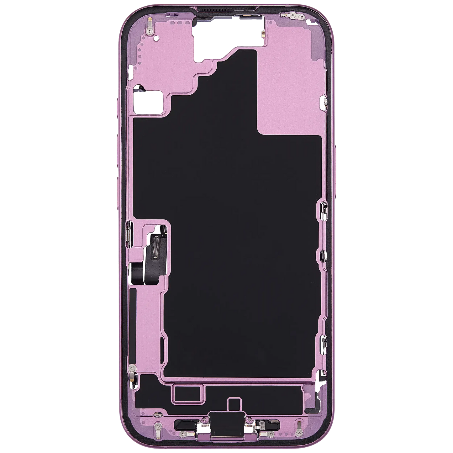 Mid-Frame Housing W/ Charging Port Flex & Small Parts For iPhone 16 (US Version) (Pull) (Pink)