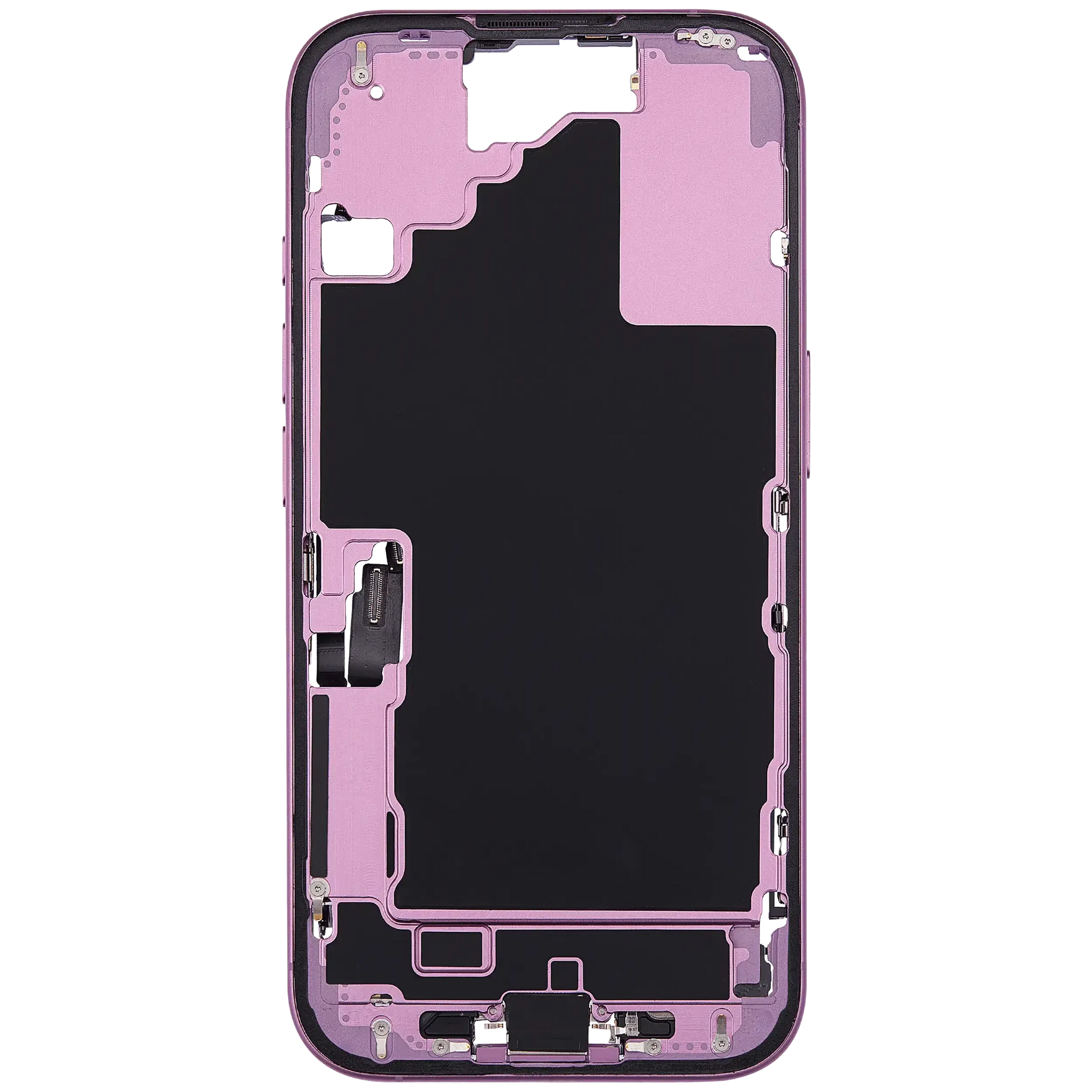 Mid-Frame Housing W/ Charging Port Flex & Small Parts For iPhone 16 (US Version) (Pull) (Pink)