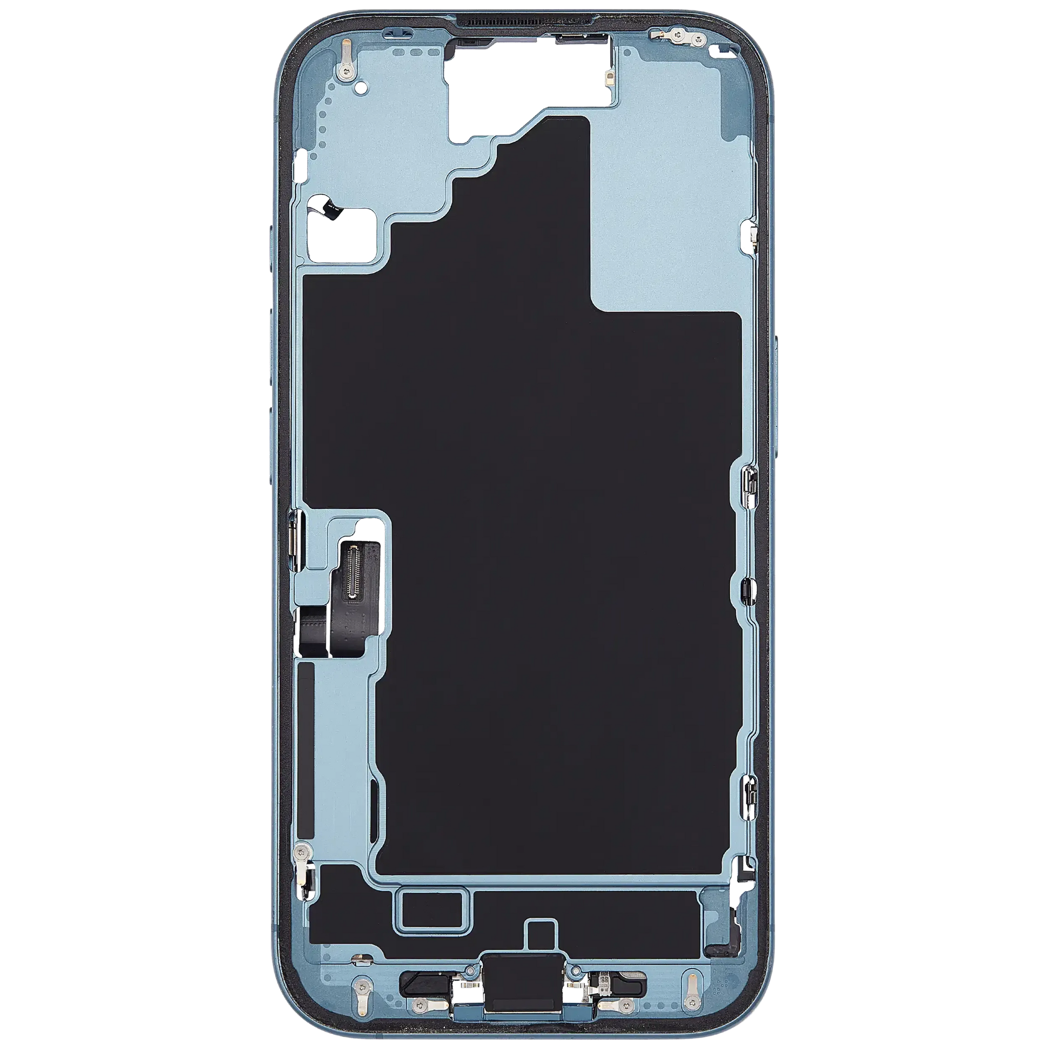 Mid-Frame Housing W/ Charging Port Flex & Small Parts For iPhone 16 (US Version) (Pull) (Teal)