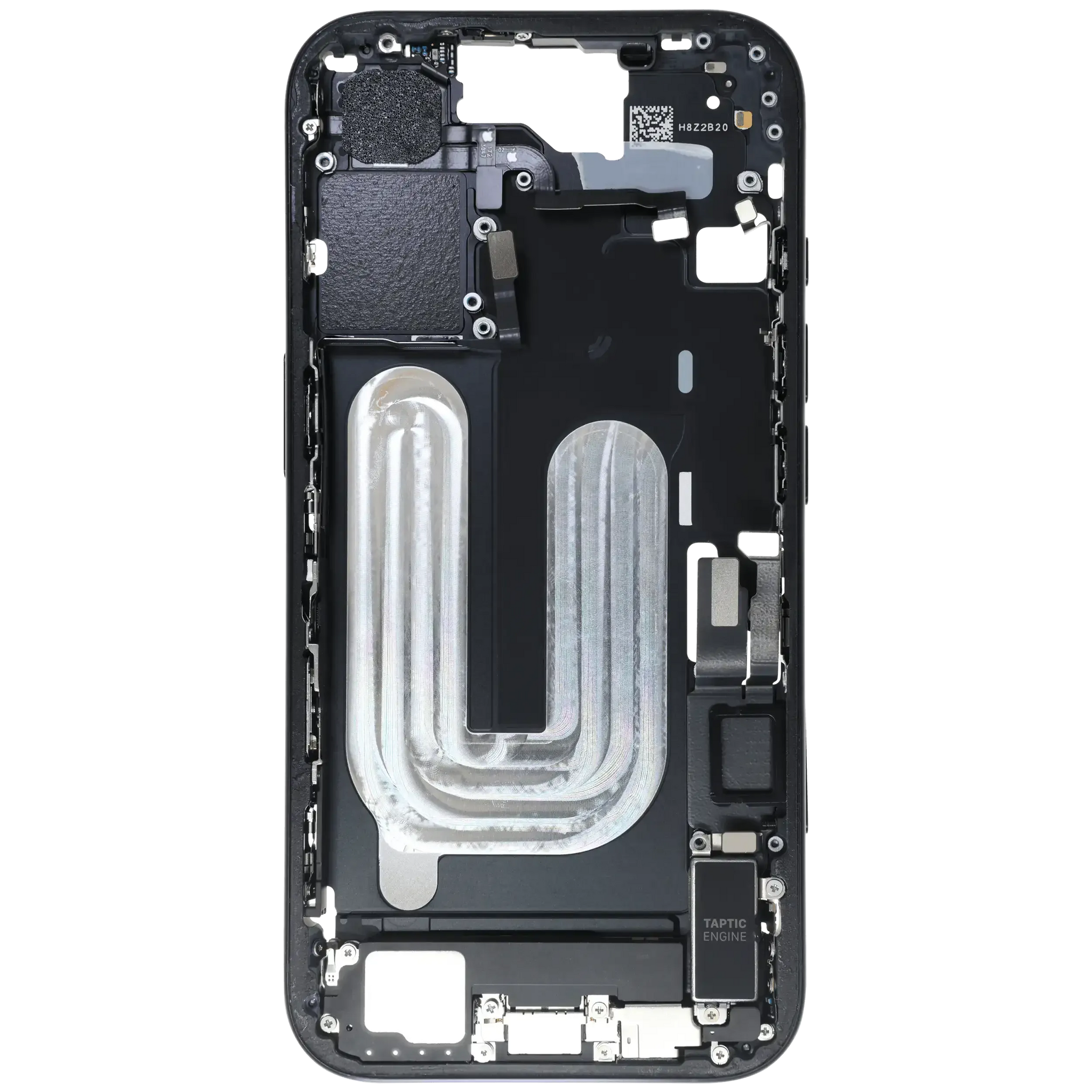 Mid-Frame Housing W/ Charging Port Flex & Small Parts For iPhone 16 (EU / Global Version) (Pull) (Black)