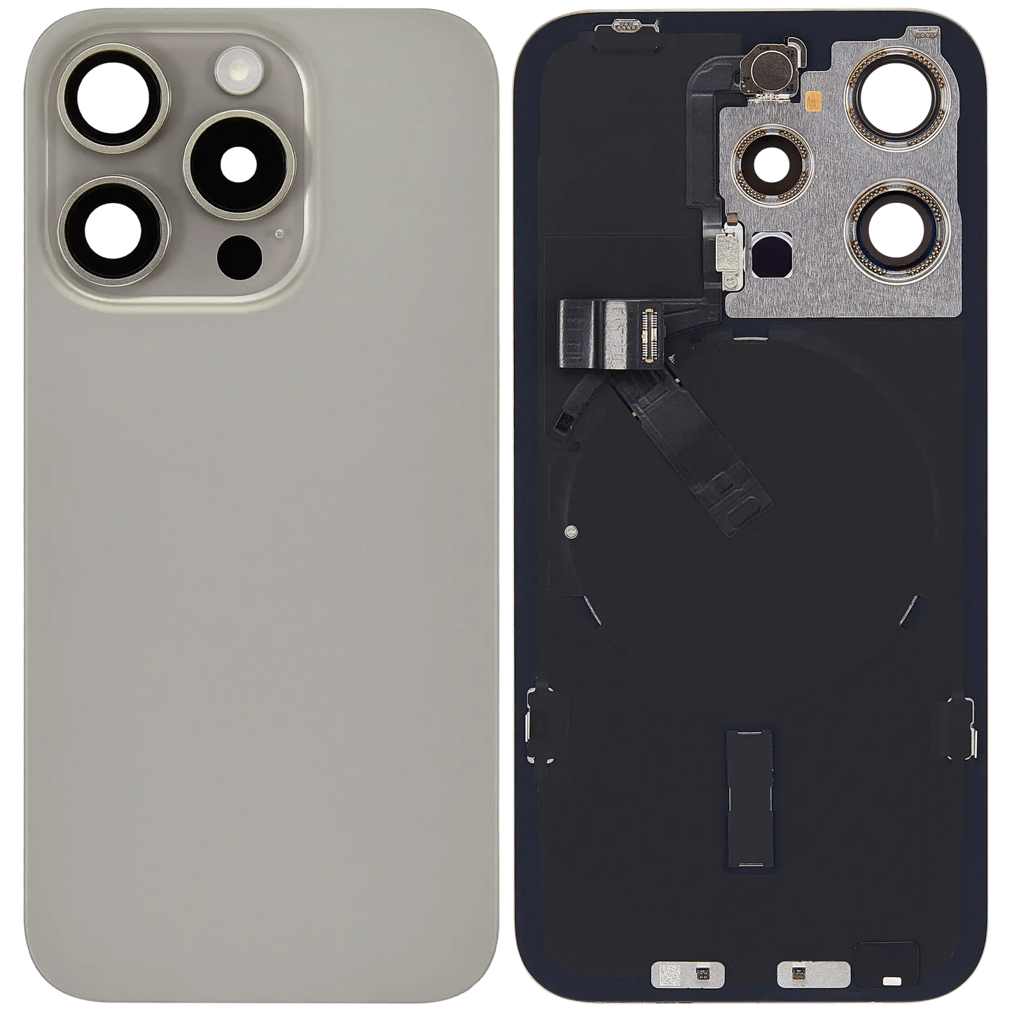 Back Glass w/ MagSafe Magnet & NFC & Flashlight Flex For iPhone 15 Pro (Pull) (Natural Titanium)