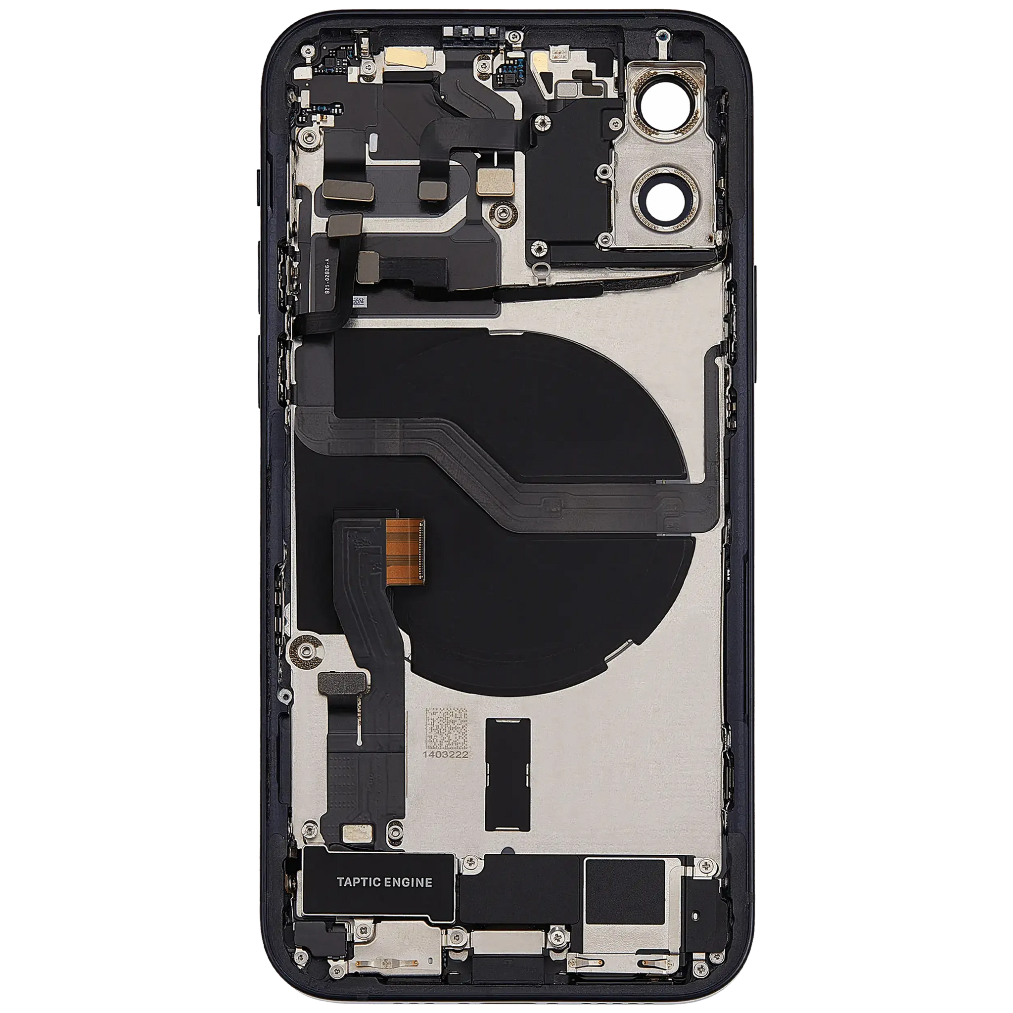 Back Housing W/ Charging Port Flex & Small Parts For iPhone 12 (US Version) (Used OEM) (Pull) (Black)