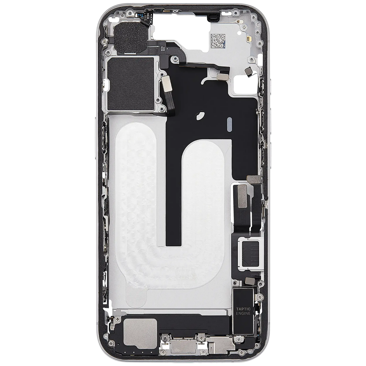 Mid-Frame Housing W/ Charging Port Flex & Small Parts For iPhone 16 (EU / Global Version) (Pull) (White)