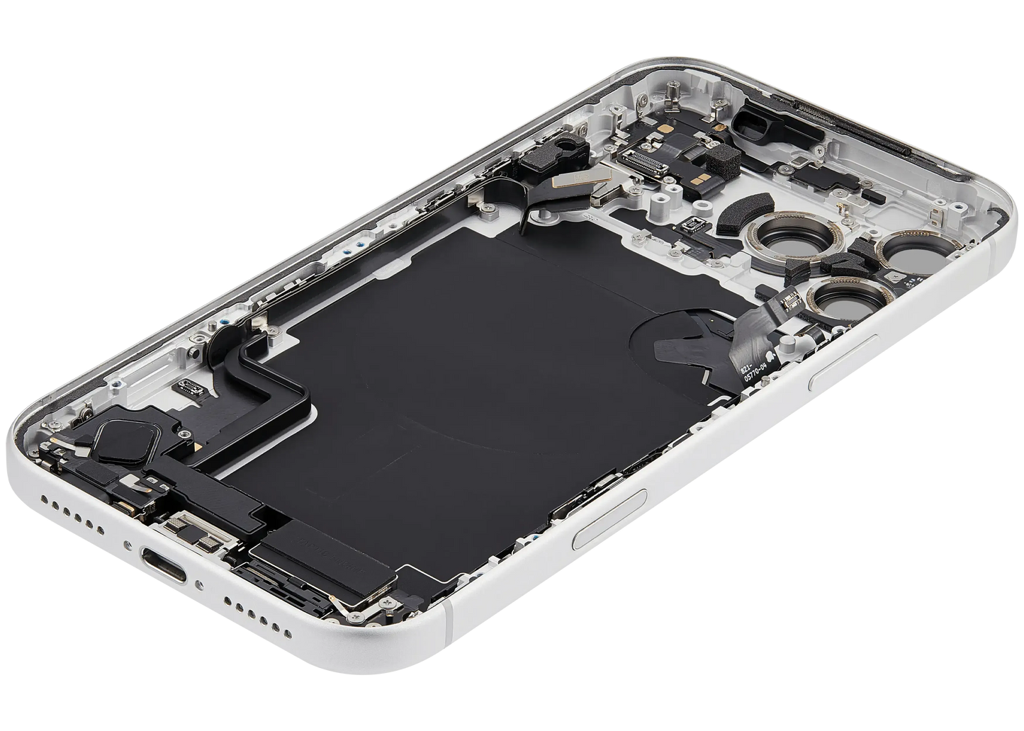 Back Housing W/ Charging Port Flex & Small Parts For iPhone 17 Pro Max (EU / Global Version) (Pull) (Silver)