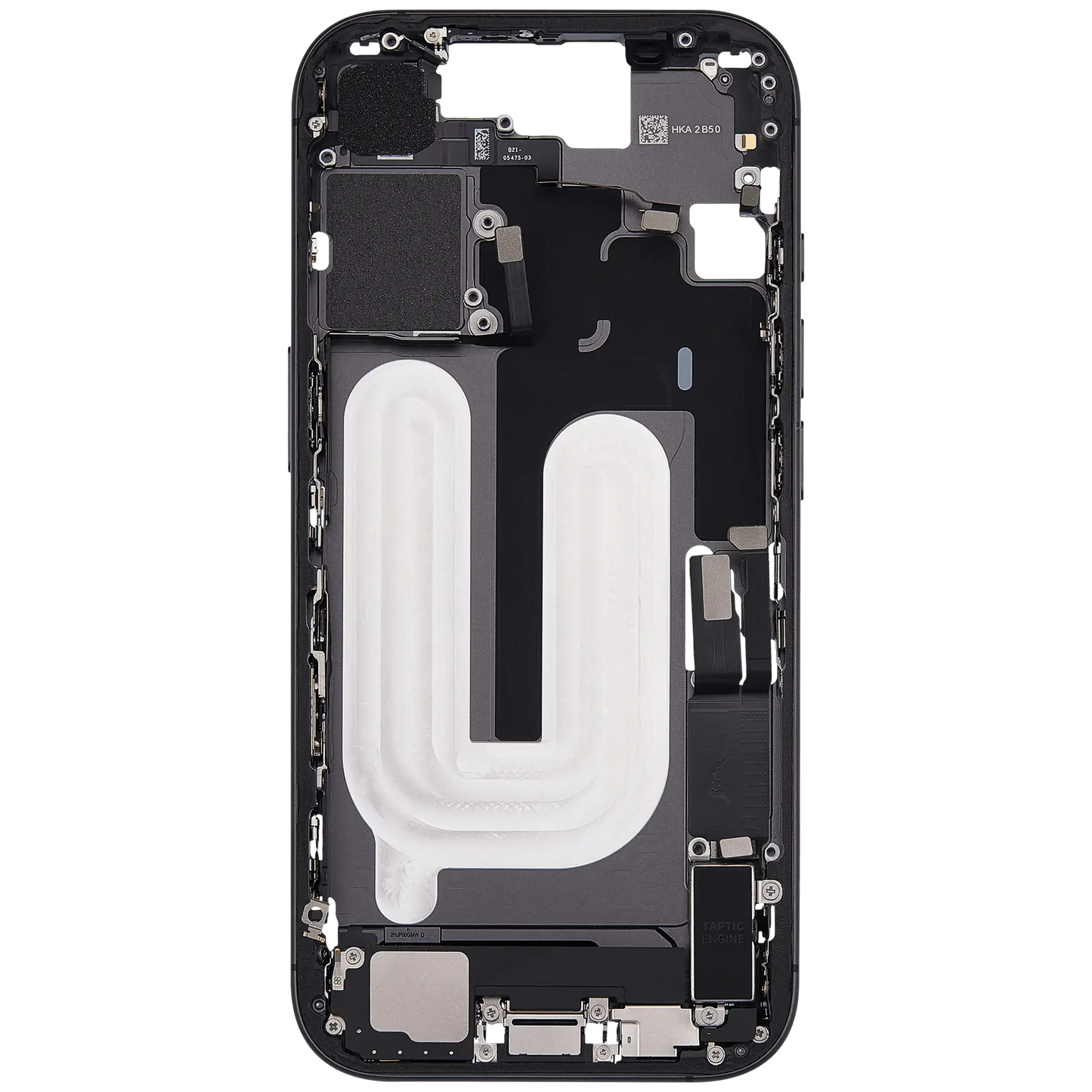 Mid-Frame Housing W/ Charging Port Flex & Small Parts For iPhone 17 (US Version) (Pull) (Black)