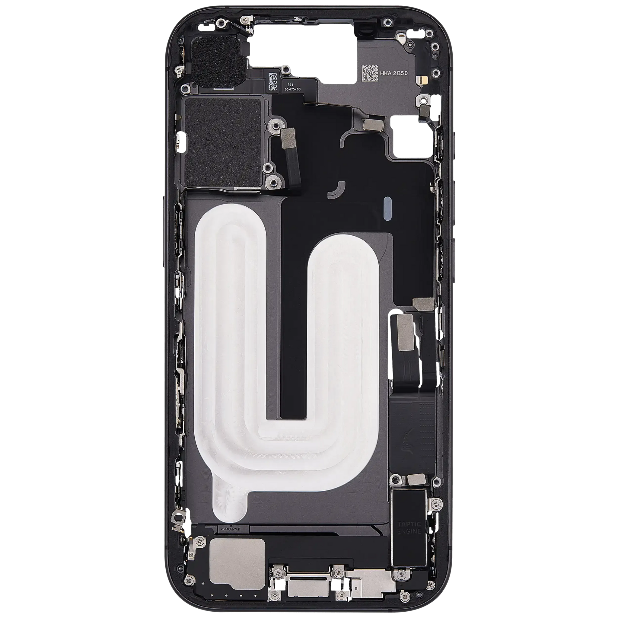 Mid-Frame Housing W/ Charging Port Flex & Small Parts For iPhone 17 (US Version) (Pull) (Black)