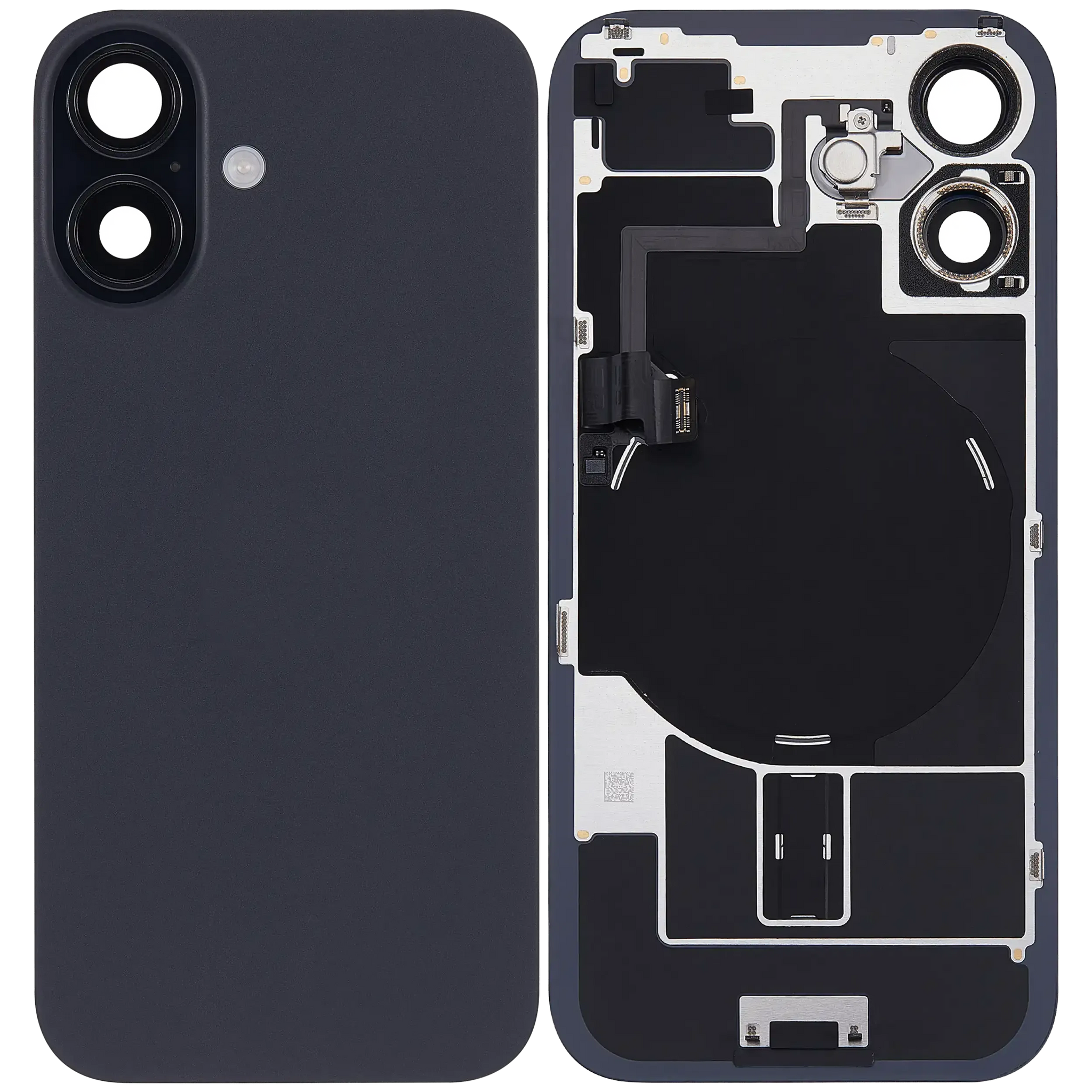 Back Glass w/ MagSafe Magnet & NFC & Flashlight Flex For iPhone 16 (Pull) (Black)