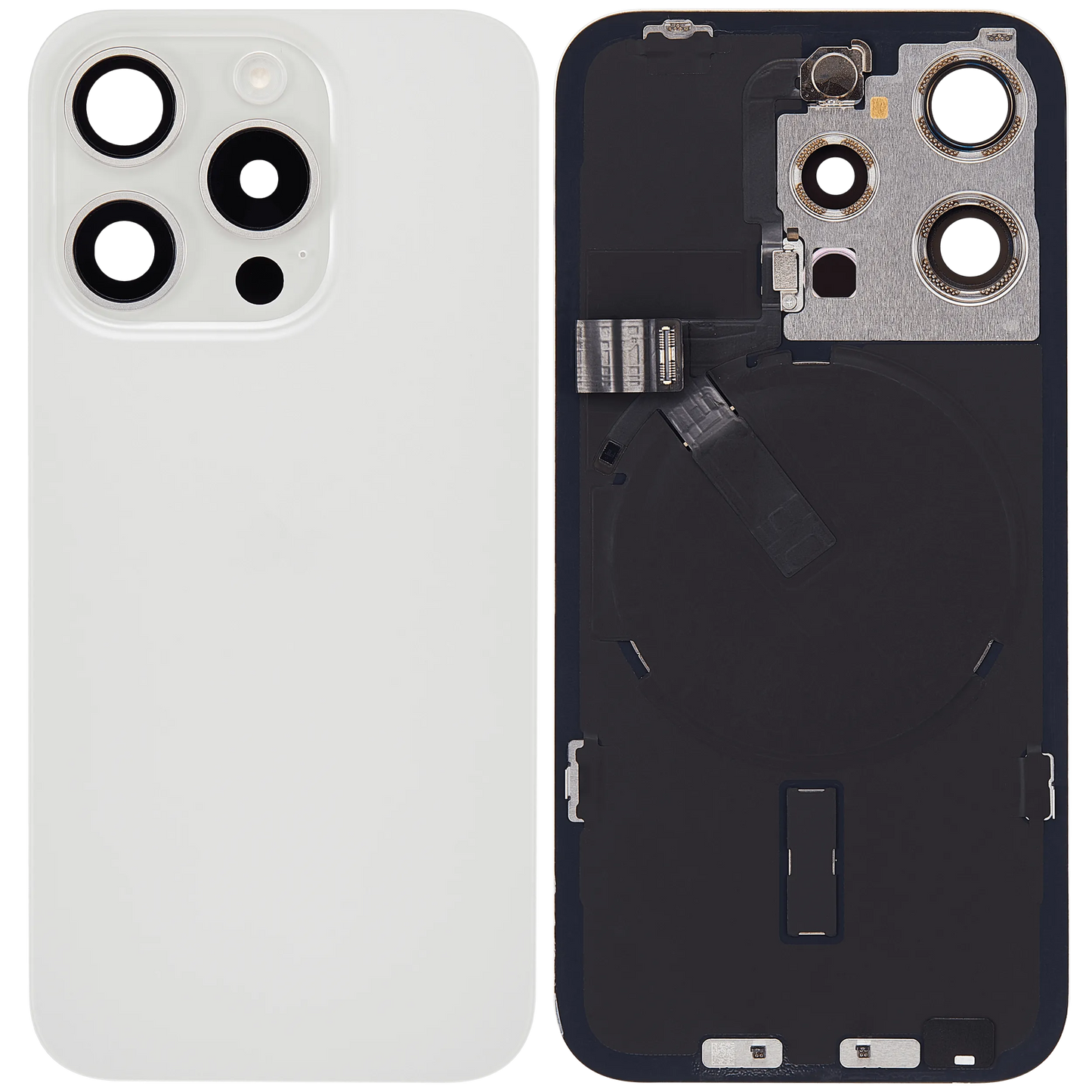 Back Glass w/ MagSafe Magnet & NFC & Flashlight Flex For iPhone 15 Pro (Pull) (White Titanium)