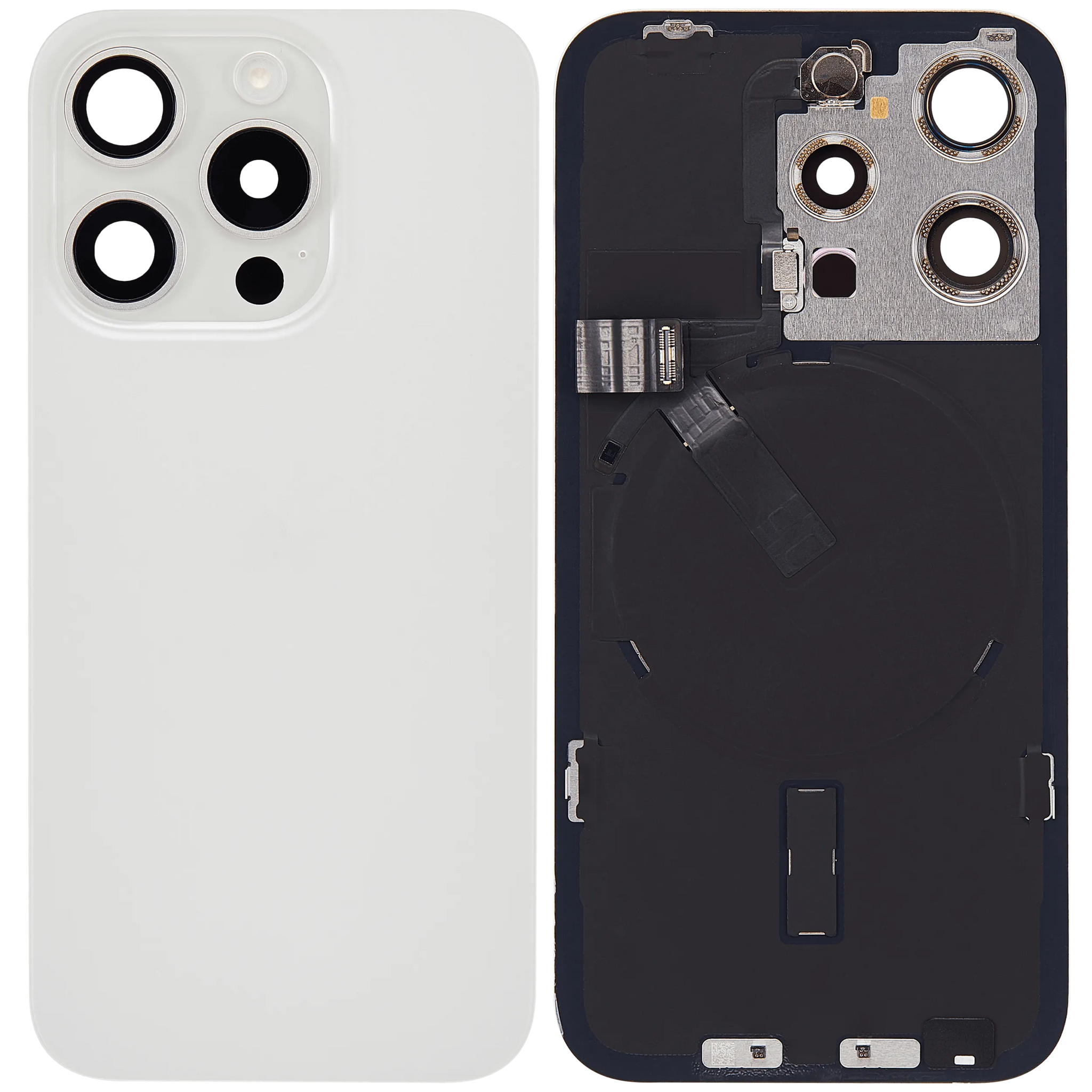 Back Glass w/ MagSafe Magnet & NFC & Flashlight Flex For iPhone 15 Pro (Pull) (White Titanium)