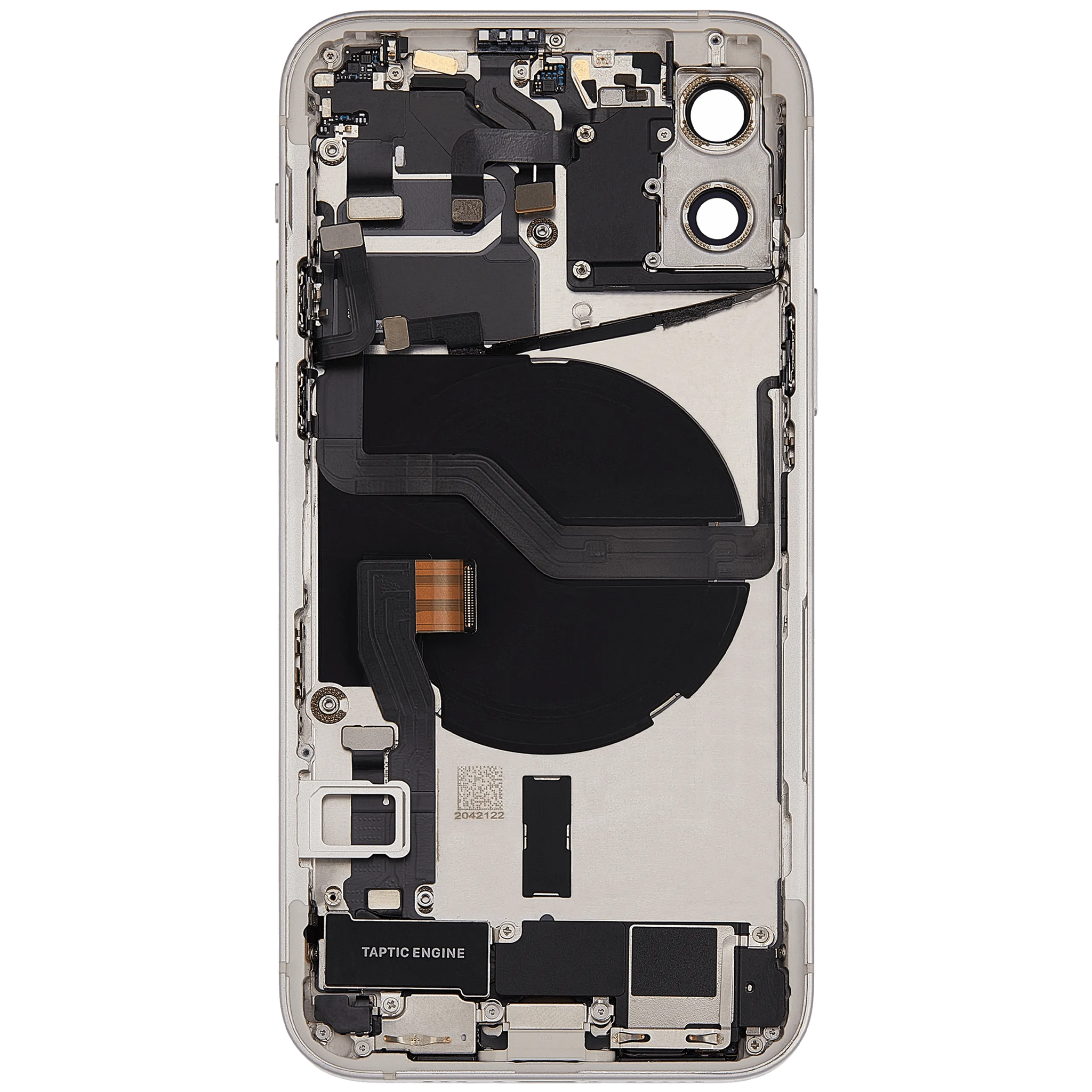 Back Housing W/ Charging Port Flex & Small Parts For iPhone 12 (US Version) (Used OEM) (Pull) (White)