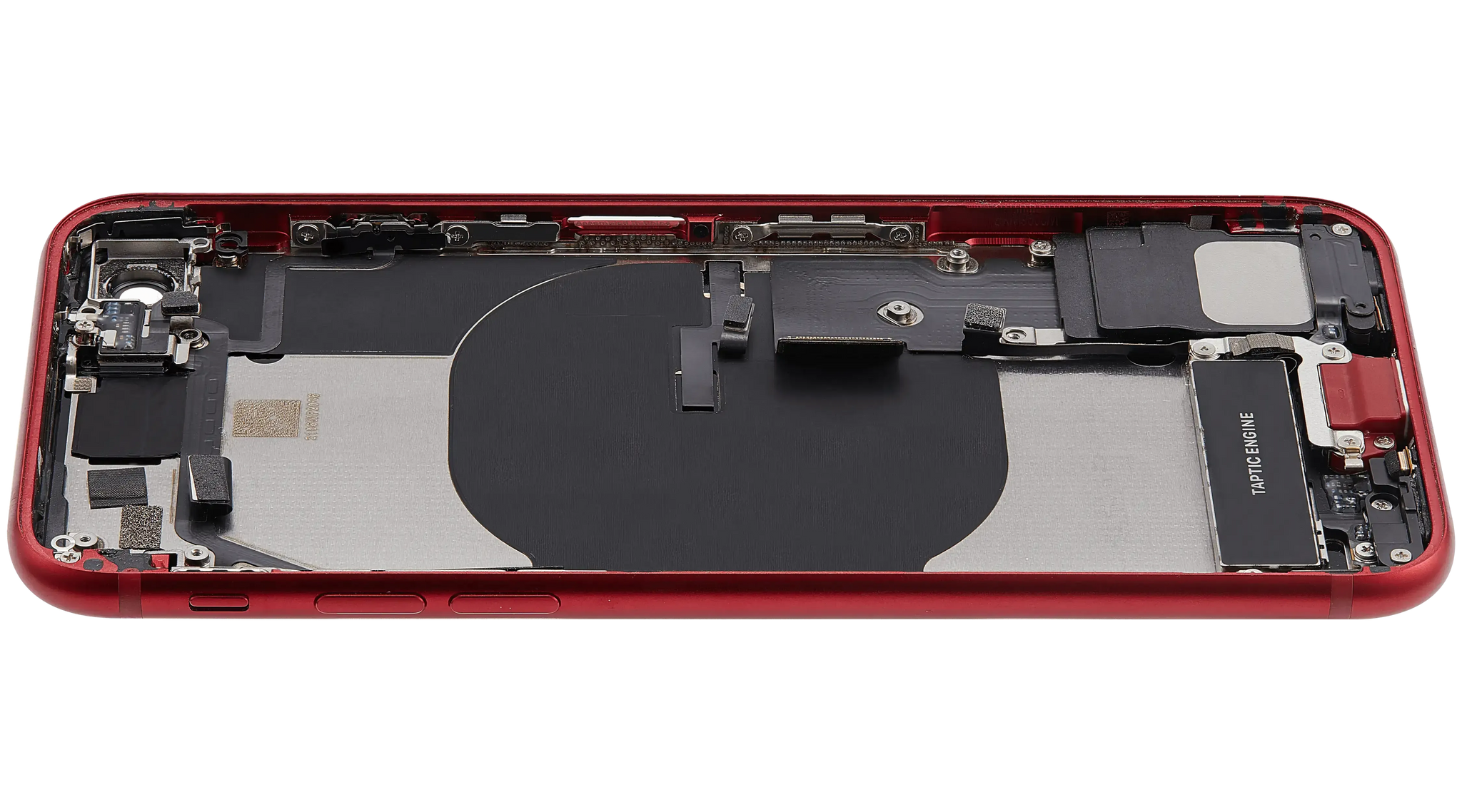 Back Housing W/ Charging Port Flex and Small Components Pre-Installed For iPhone SE (2022) (Used OEM) (Pull) (Red)