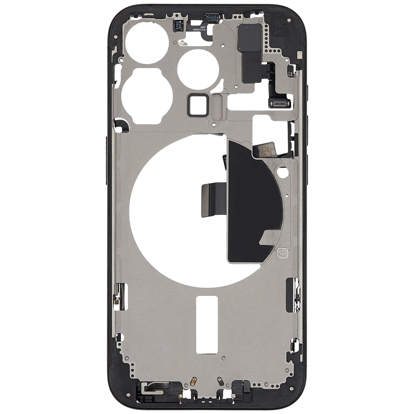 Mid-Frame Housing W/ Charging Port Flex & Small Parts For iPhone 15 Pro (US Version) (Pull) (Black Titanium)