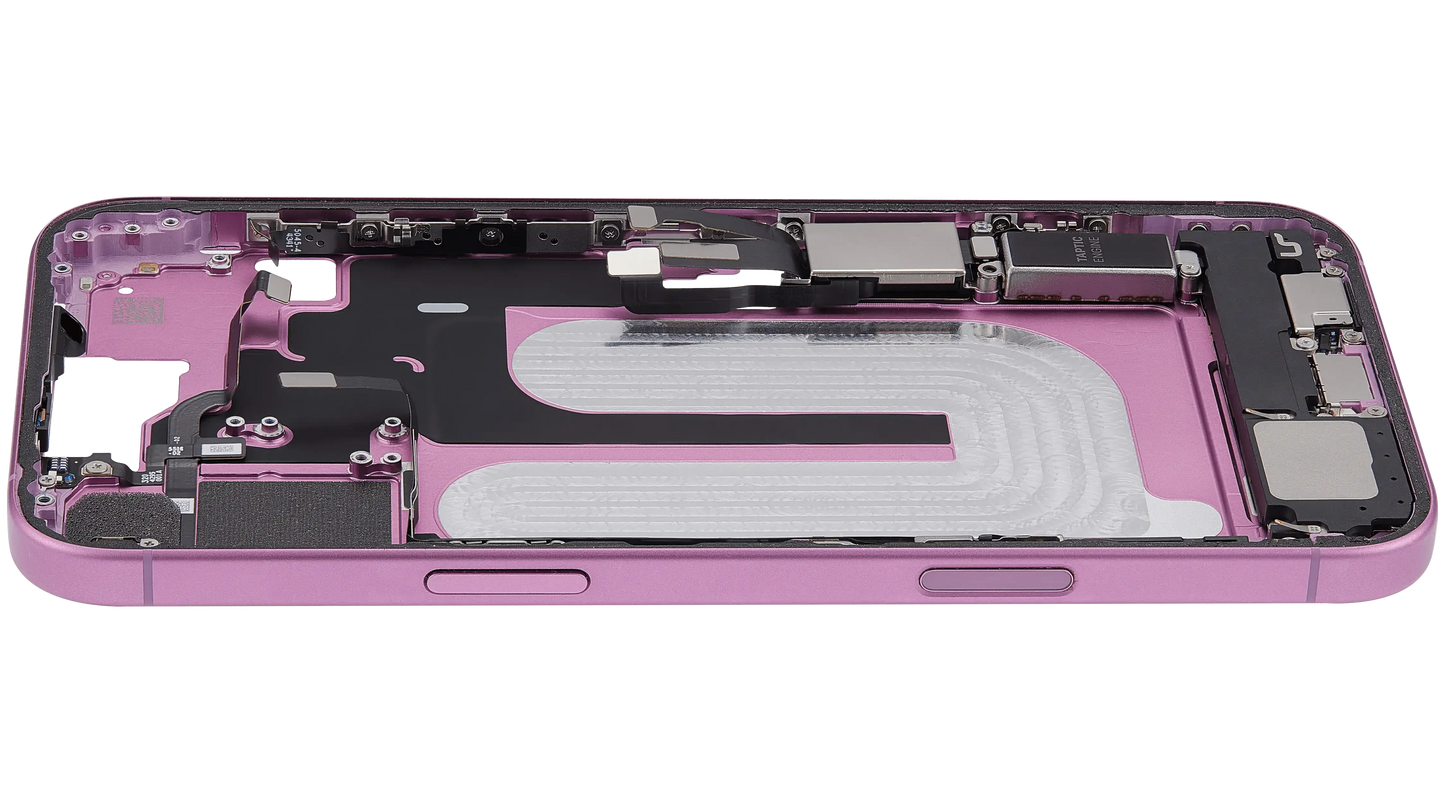 Mid-Frame Housing W/ Charging Port Flex & Small Parts For iPhone 16 Plus (US Version) (Pull) (Pink)
