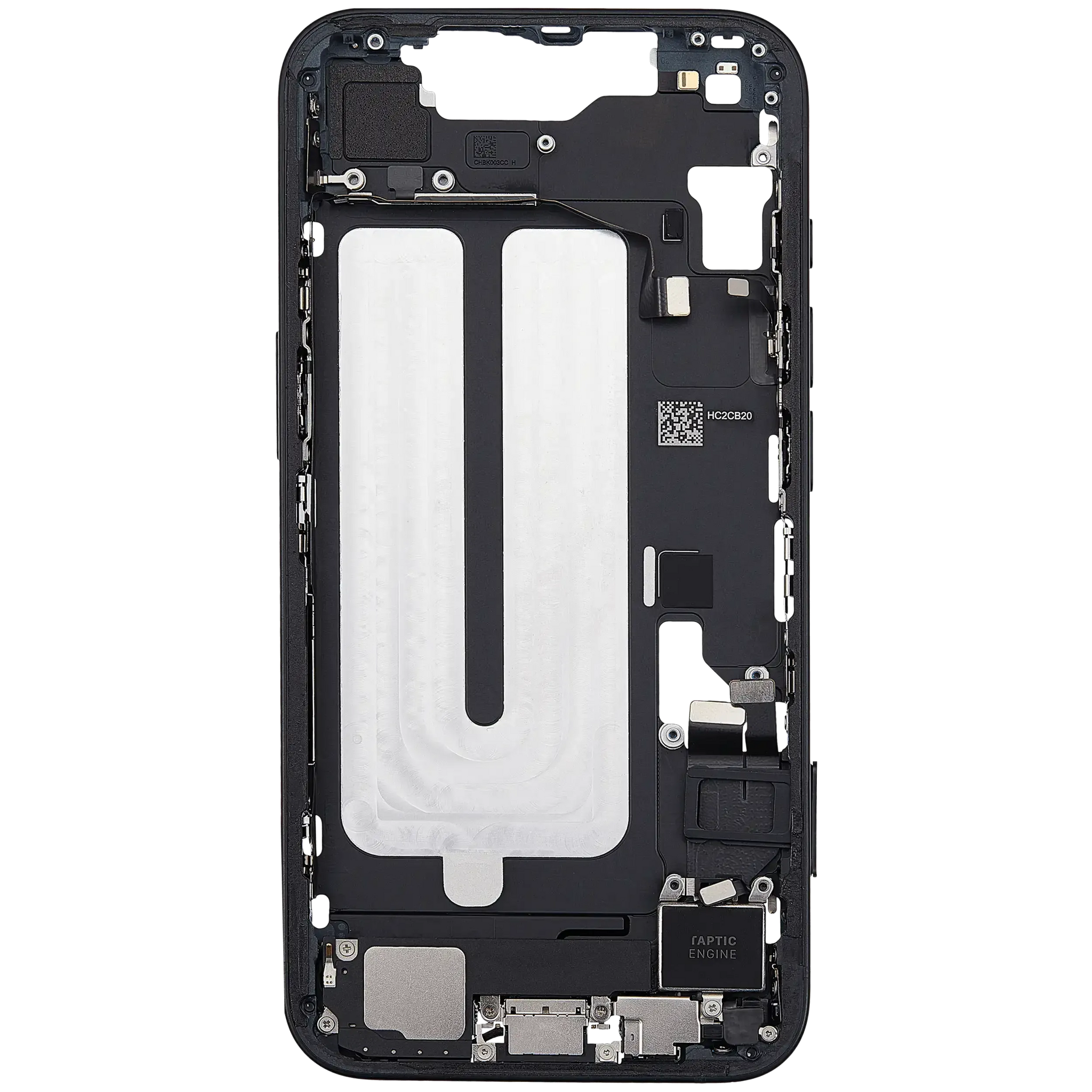 Mid-Frame Housing W/ Charging Port Flex & Small Parts For iPhone 16e (EU / Global Version) (Pull) (Black)