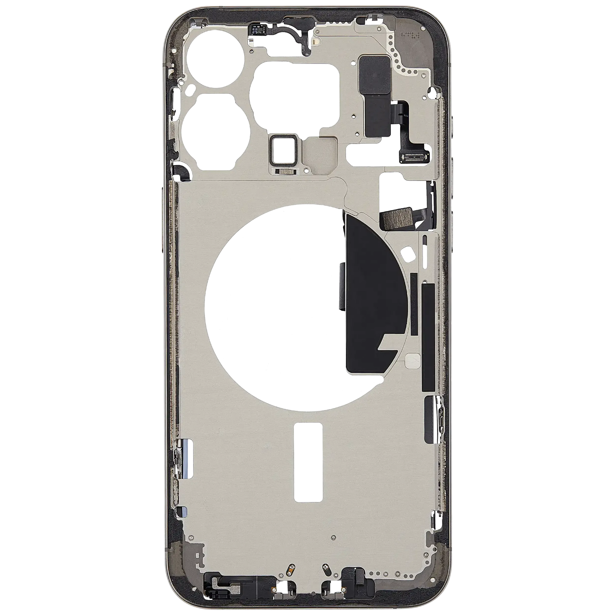 Mid-Frame Housing W/ Charging Port Flex & Small Parts For iPhone 15 Pro Max (EU / Global Version) (Pull) (Natural Titanium)