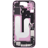 Mid-Frame Housing W/ Charging Port Flex & Small Parts For iPhone 16 (US Version) (Pull) (Pink)
