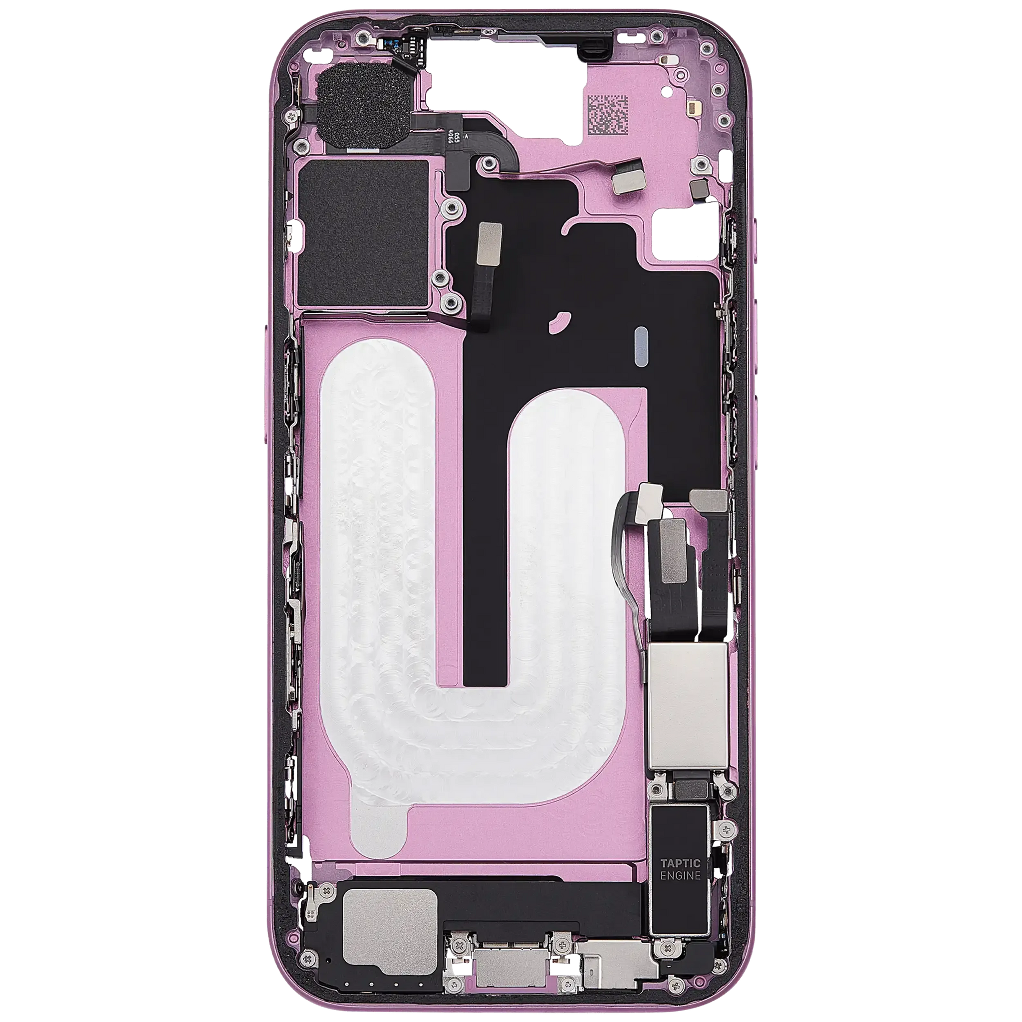 Mid-Frame Housing W/ Charging Port Flex & Small Parts For iPhone 16 (US Version) (Pull) (Pink)