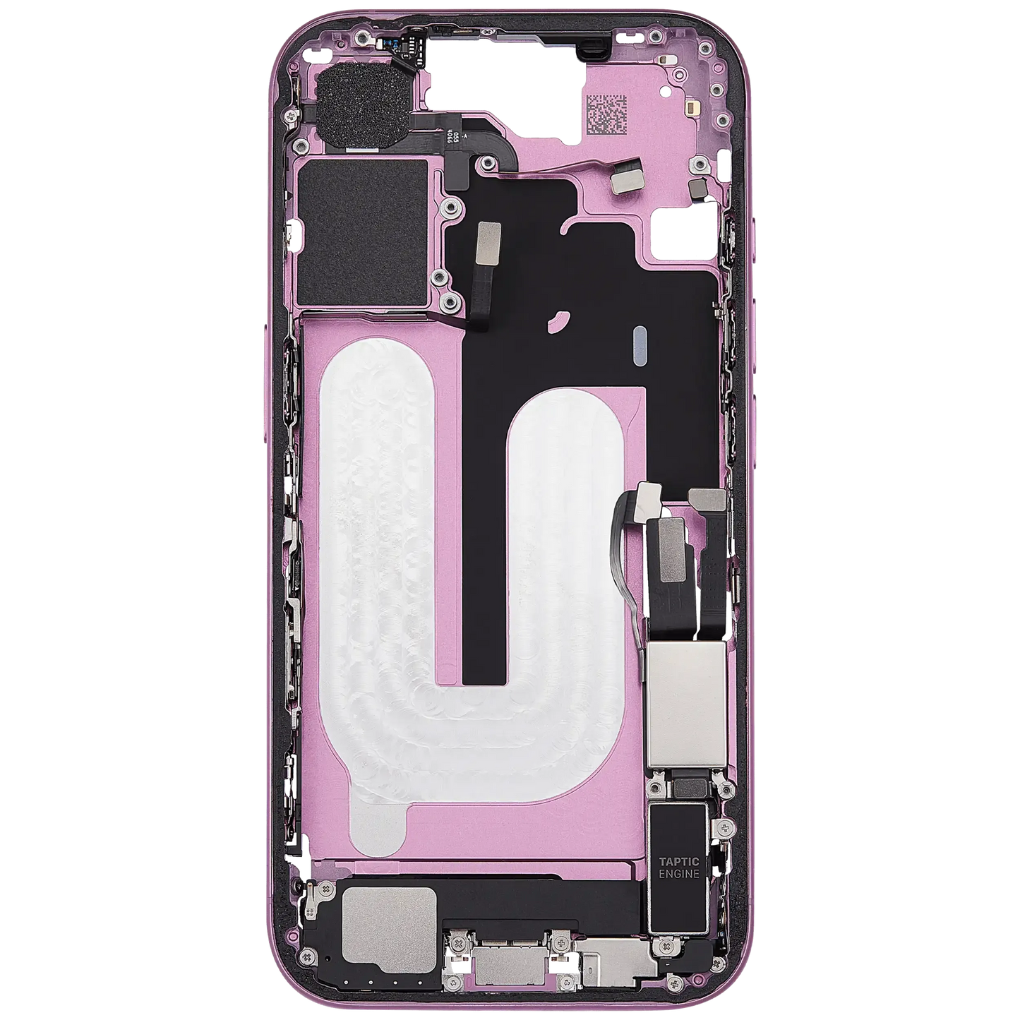 Mid-Frame Housing W/ Charging Port Flex & Small Parts For iPhone 16 (US Version) (Pull) (Pink)