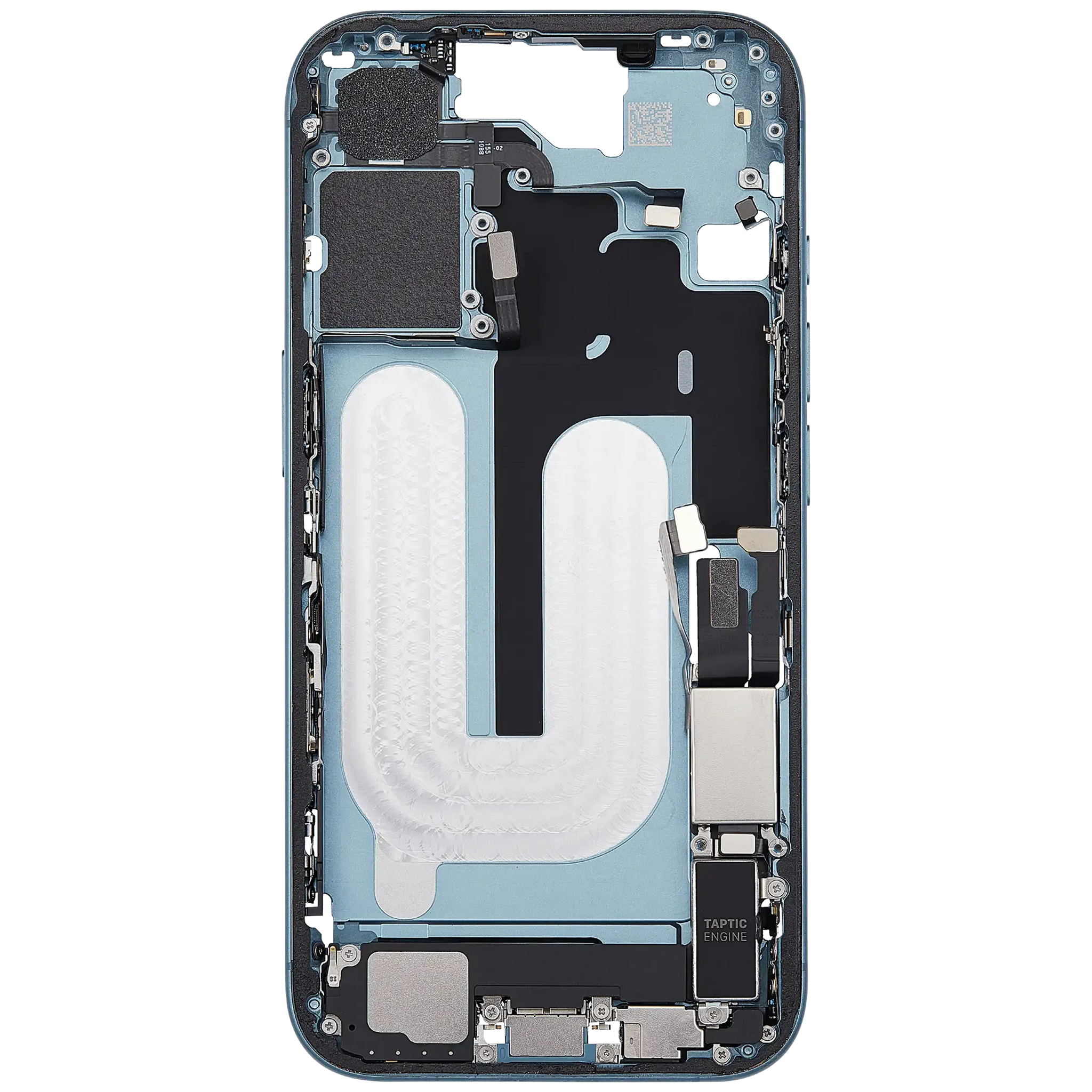 Mid-Frame Housing W/ Charging Port Flex & Small Parts For iPhone 16 (US Version) (Pull) (Teal)