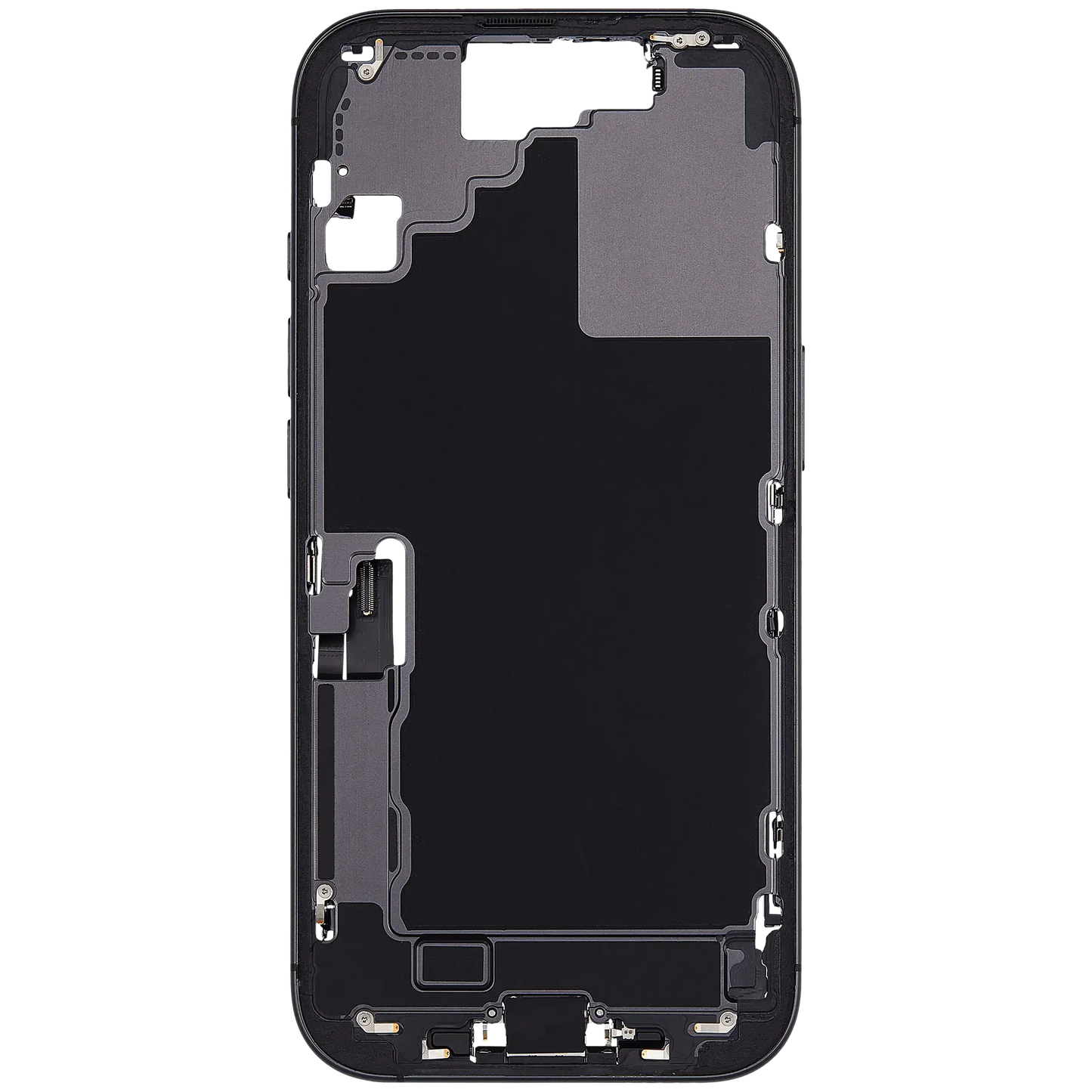 Mid-Frame Housing W/ Charging Port Flex & Small Parts For iPhone 17 (EU / Global Version) (Pull) (Black)