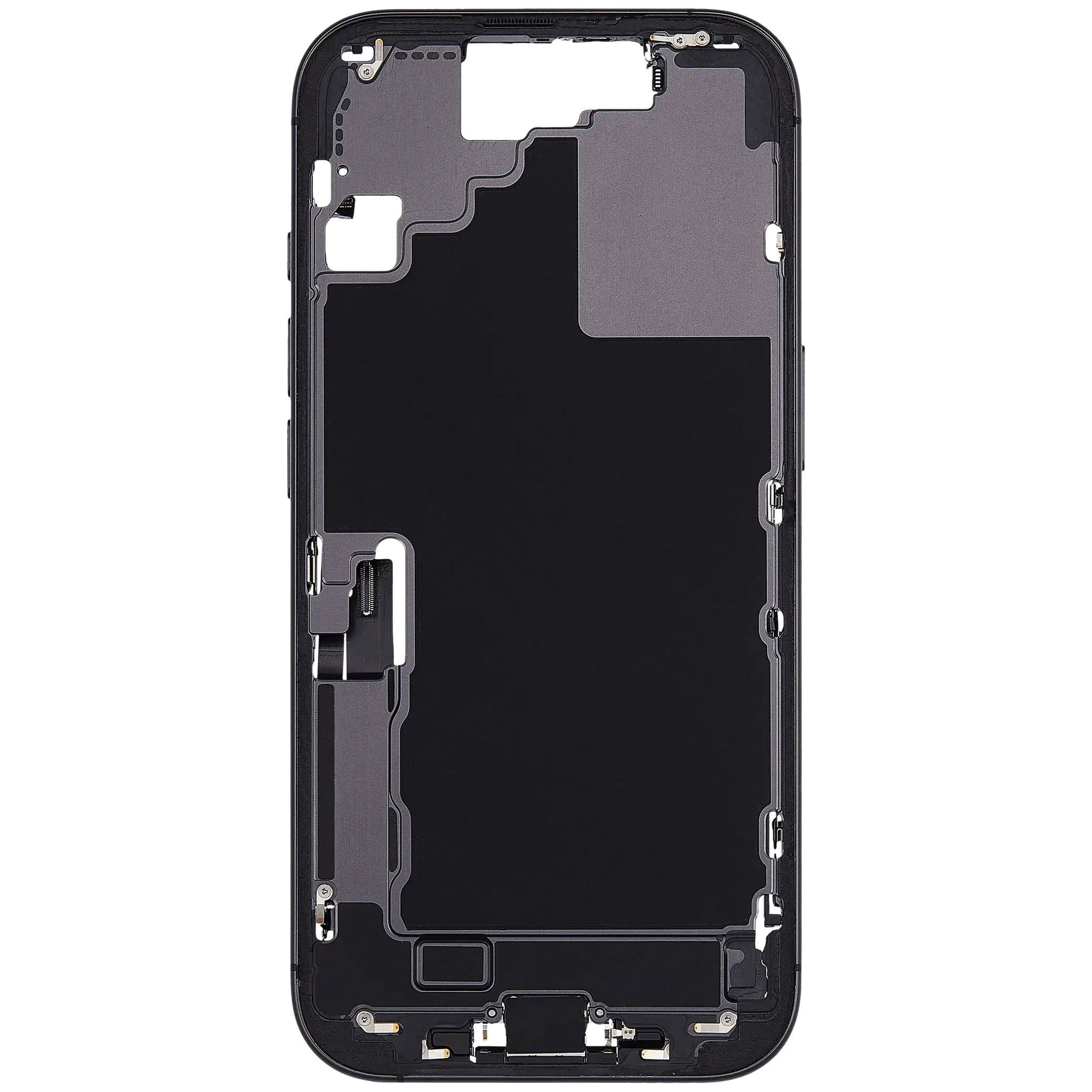 Mid-Frame Housing W/ Charging Port Flex & Small Parts For iPhone 17 (EU / Global Version) (Pull) (Black)