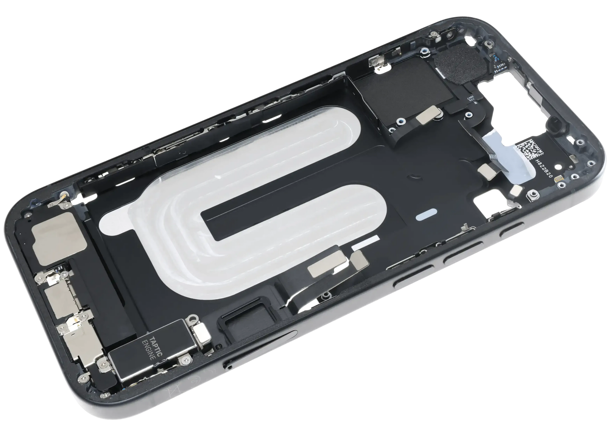 Mid-Frame Housing W/ Charging Port Flex & Small Parts For iPhone 16 (EU / Global Version) (Pull) (Black)