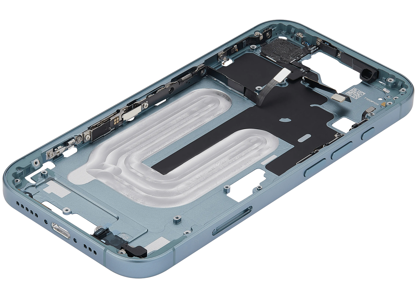 Mid-Frame Housing With Power And Volume Button For iPhone 16 (EU / Global Version) (Pull) (Teal)