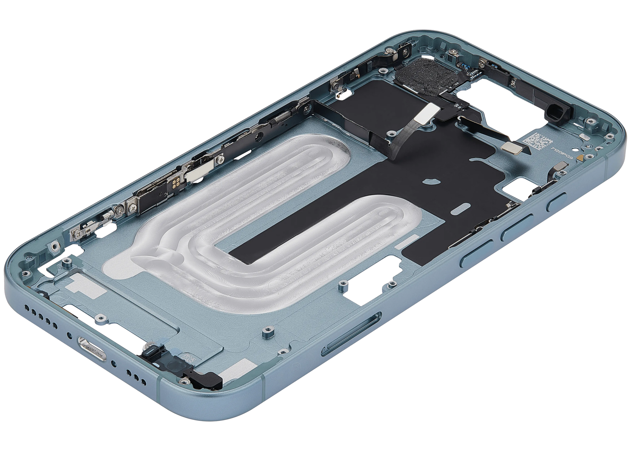 Mid-Frame Housing With Power And Volume Button For iPhone 16 (EU / Global Version) (Pull) (Teal)