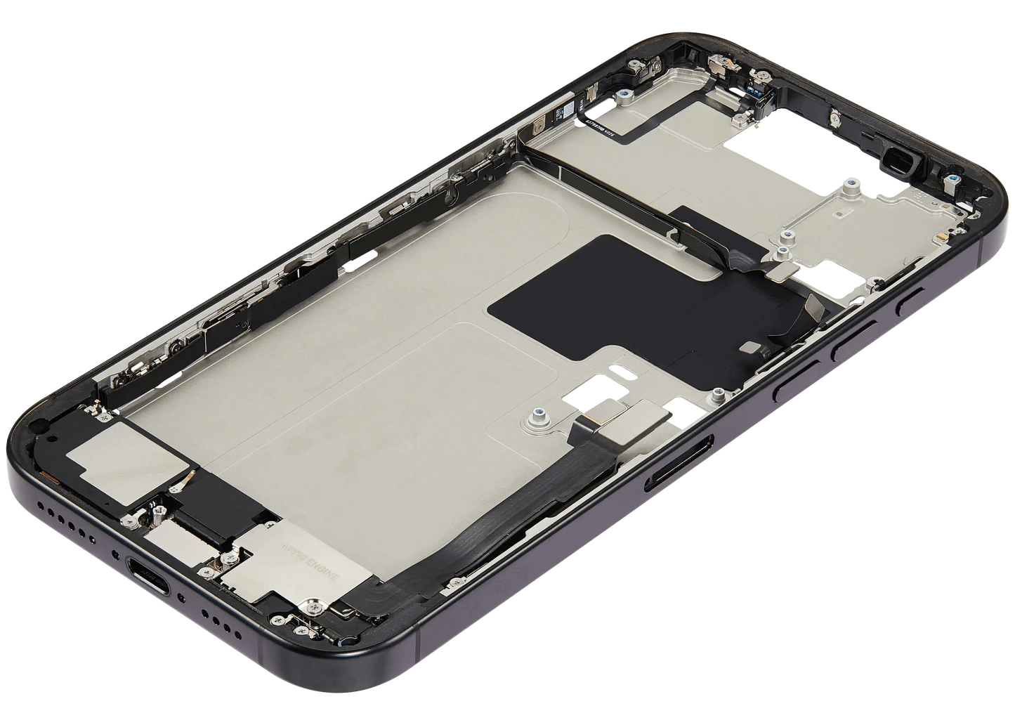 Mid-Frame Housing W/ Charging Port Flex & Small Parts For iPhone 16 Pro Max (EU / Global Version) (Pull) (Black Titanium)