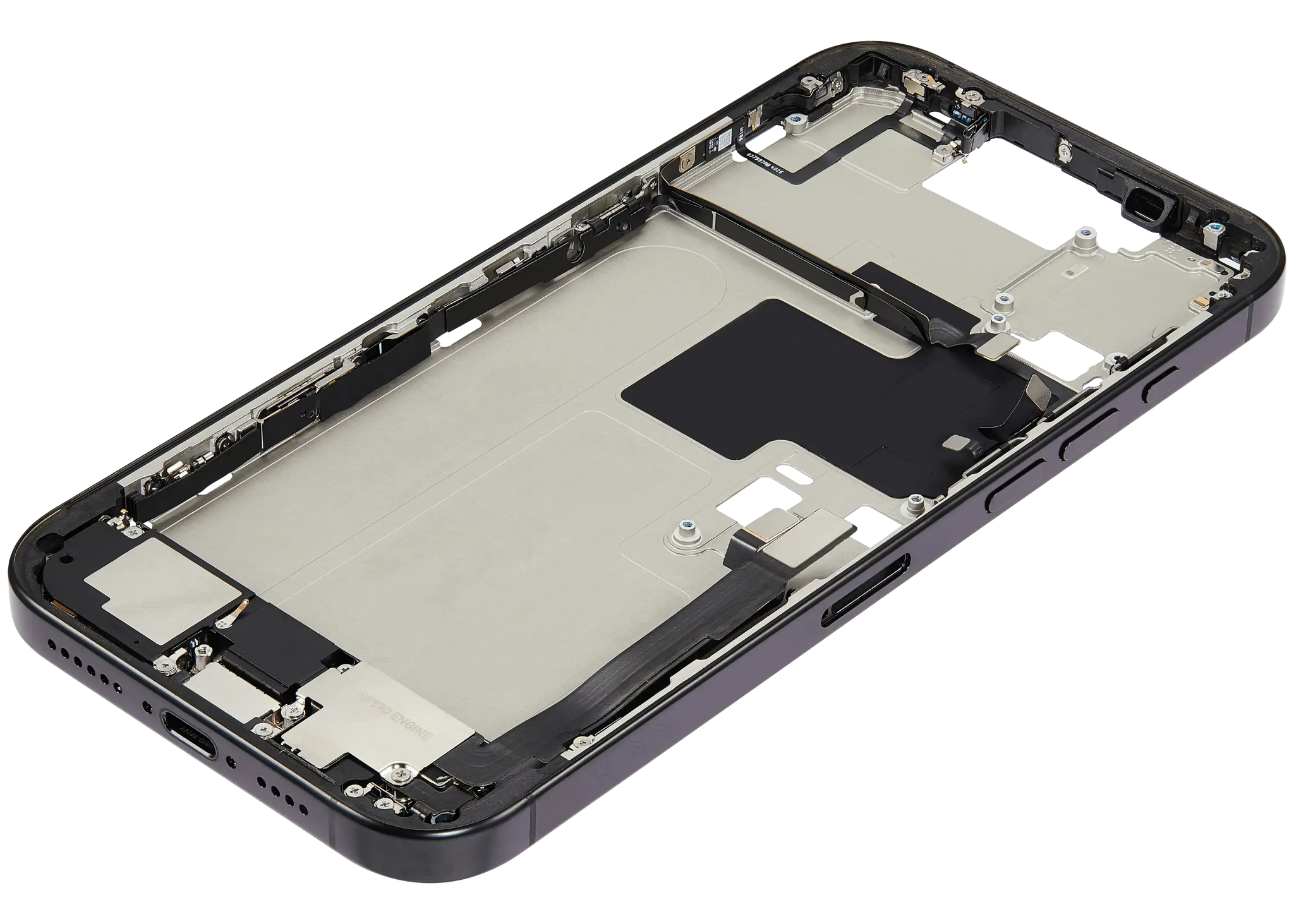 Mid-Frame Housing W/ Charging Port Flex & Small Parts For iPhone 16 Pro Max (EU / Global Version) (Pull) (Black Titanium)