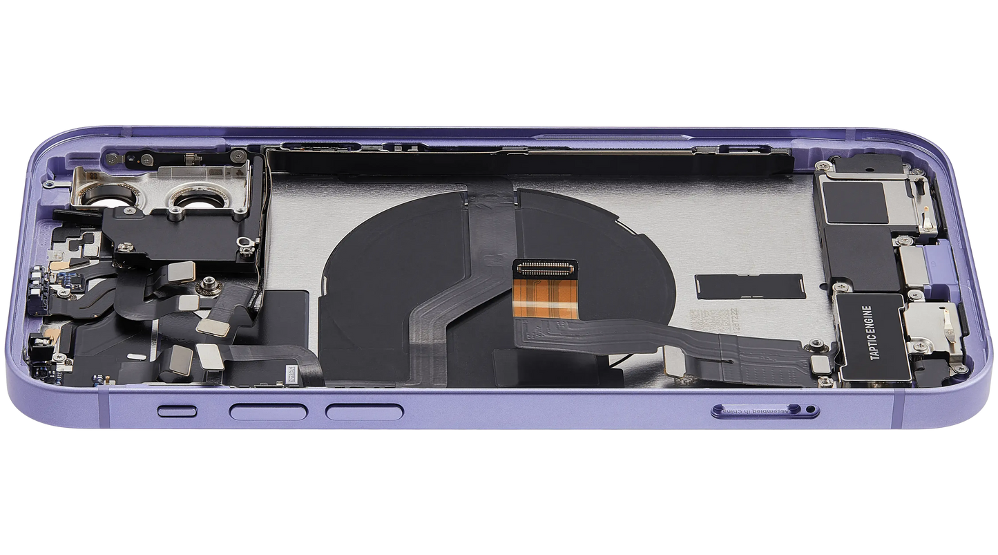 Back Housing W/ Charging Port Flex & Small Parts For iPhone 12 (US Version) (Used OEM) (Pull) (Purple)