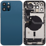Back Housing W/ Charging Port Flex & Small Parts For iPhone 12 Pro Max (EU / Global Version) (Used OEM) (Pull) (Pacific Blue)
